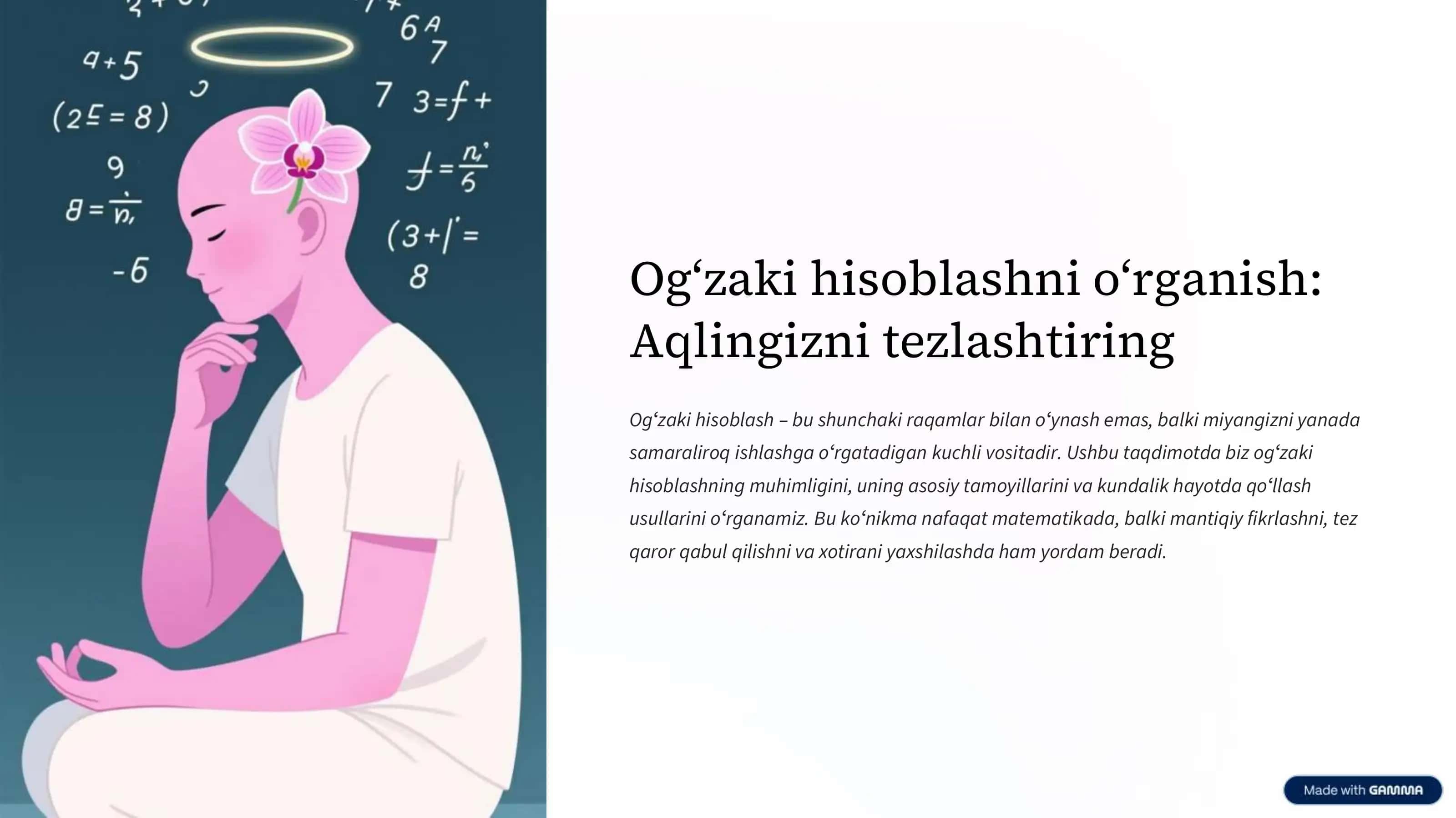 Ogʻzaki hisoblashni oʻrganish 1