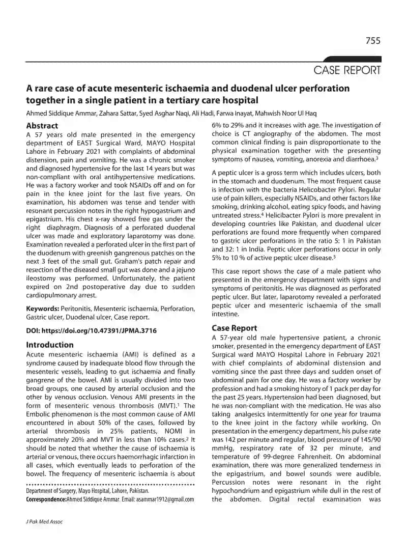 Acute mesenteric ischaemia Report