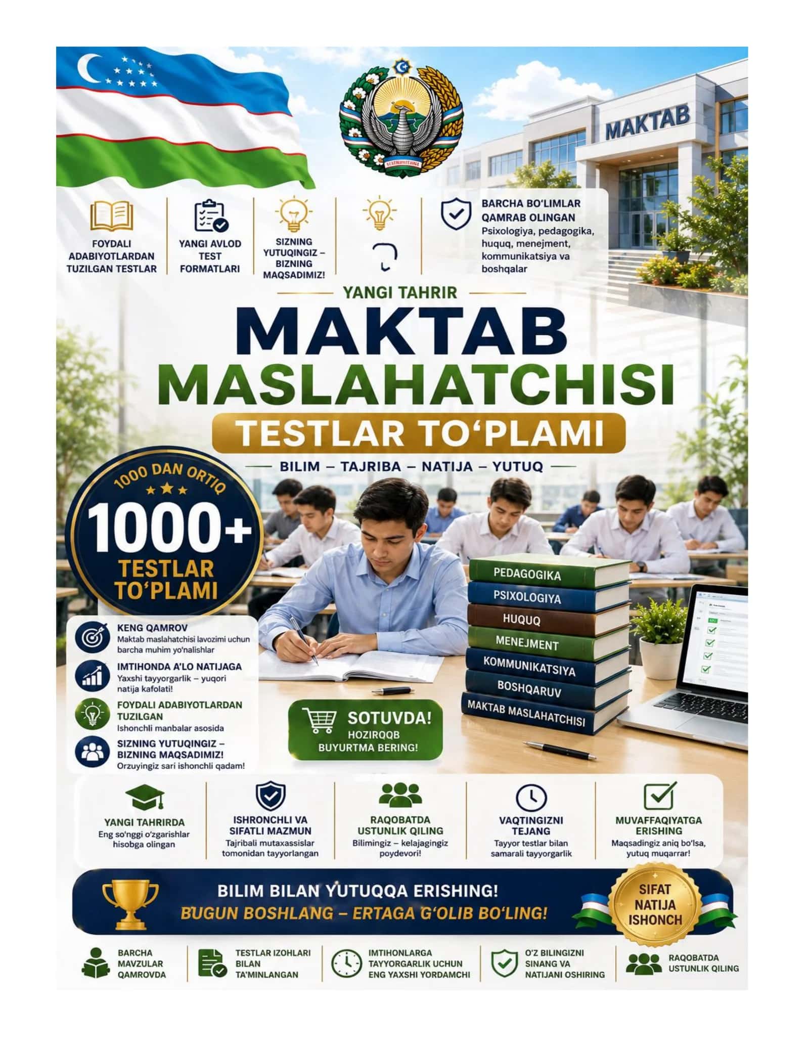 MAKTAB MASLAHATCHISI SAVOLLAR VA JAVOBLAR TO‘PLAMI +1000 1