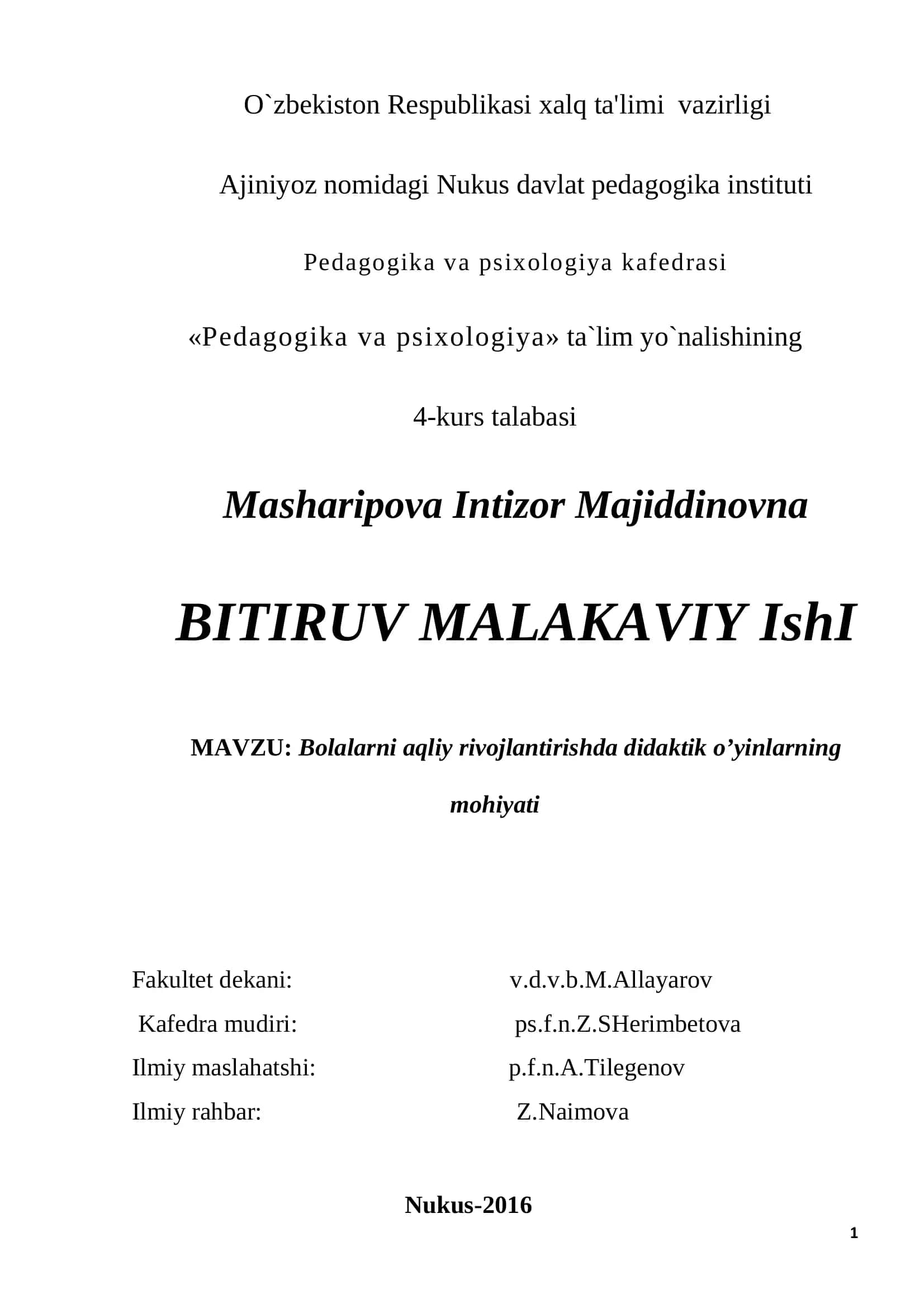 Bolalarni aqliy rivojlantirishda didaktik o’yinlarning mohiyati 1
