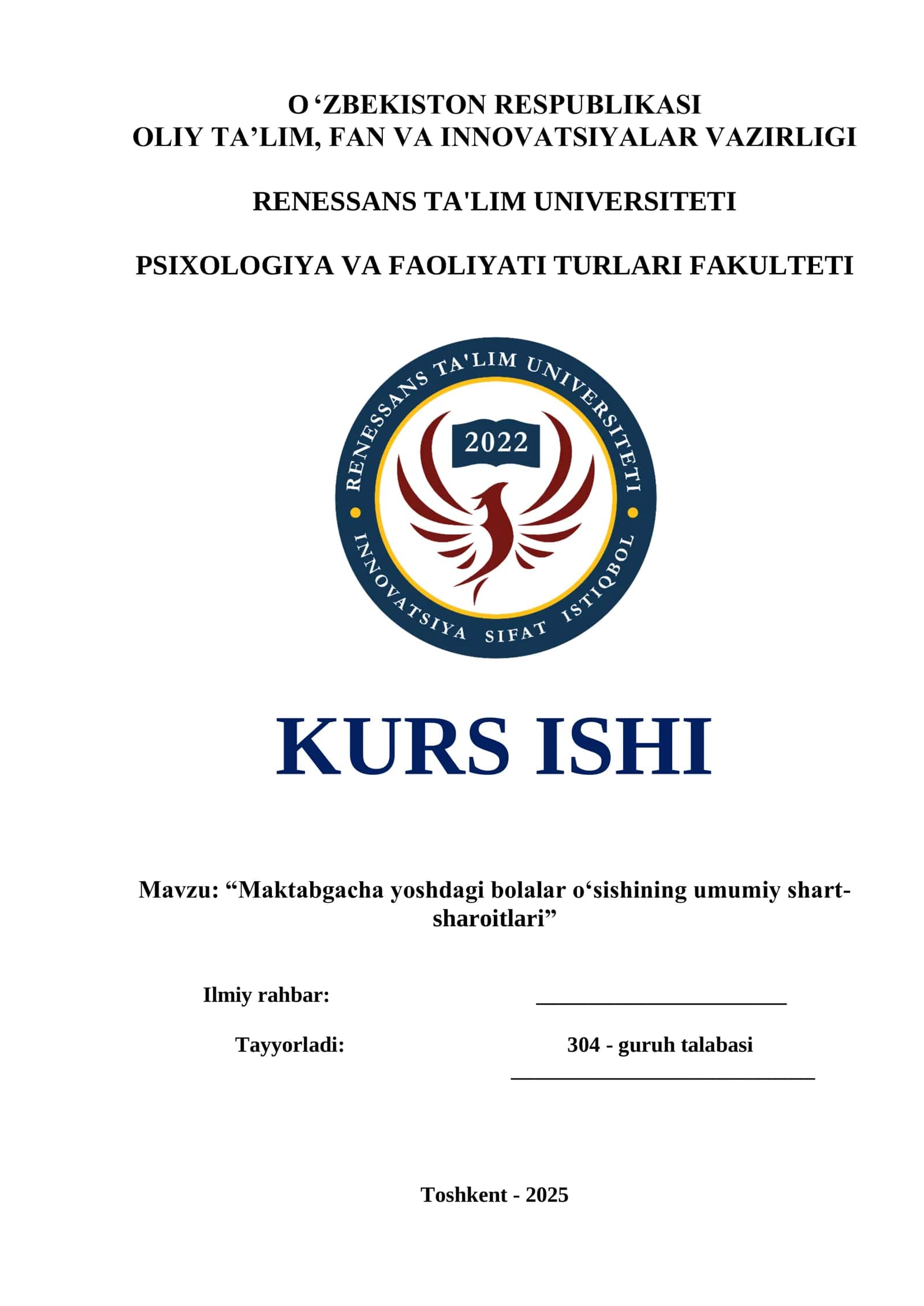 Maktabgacha yoshdagi bolalar o‘sishining umumiy shart-sharoitlari 1