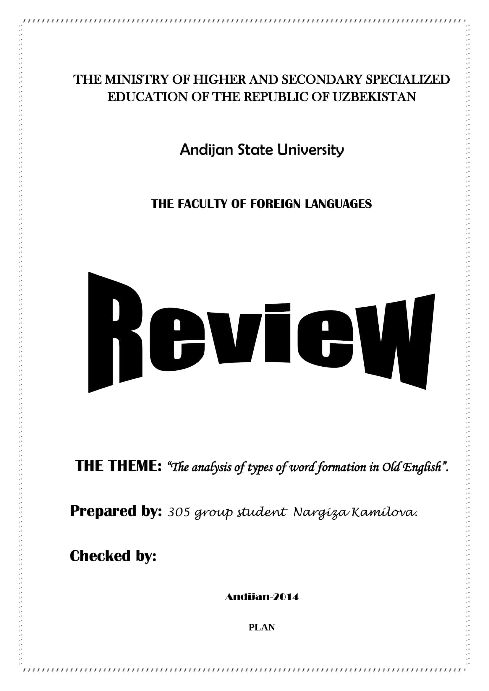 THE ANALYSIS OF TYPES OF WORD FORMATION IN OLD ENGLISH 1