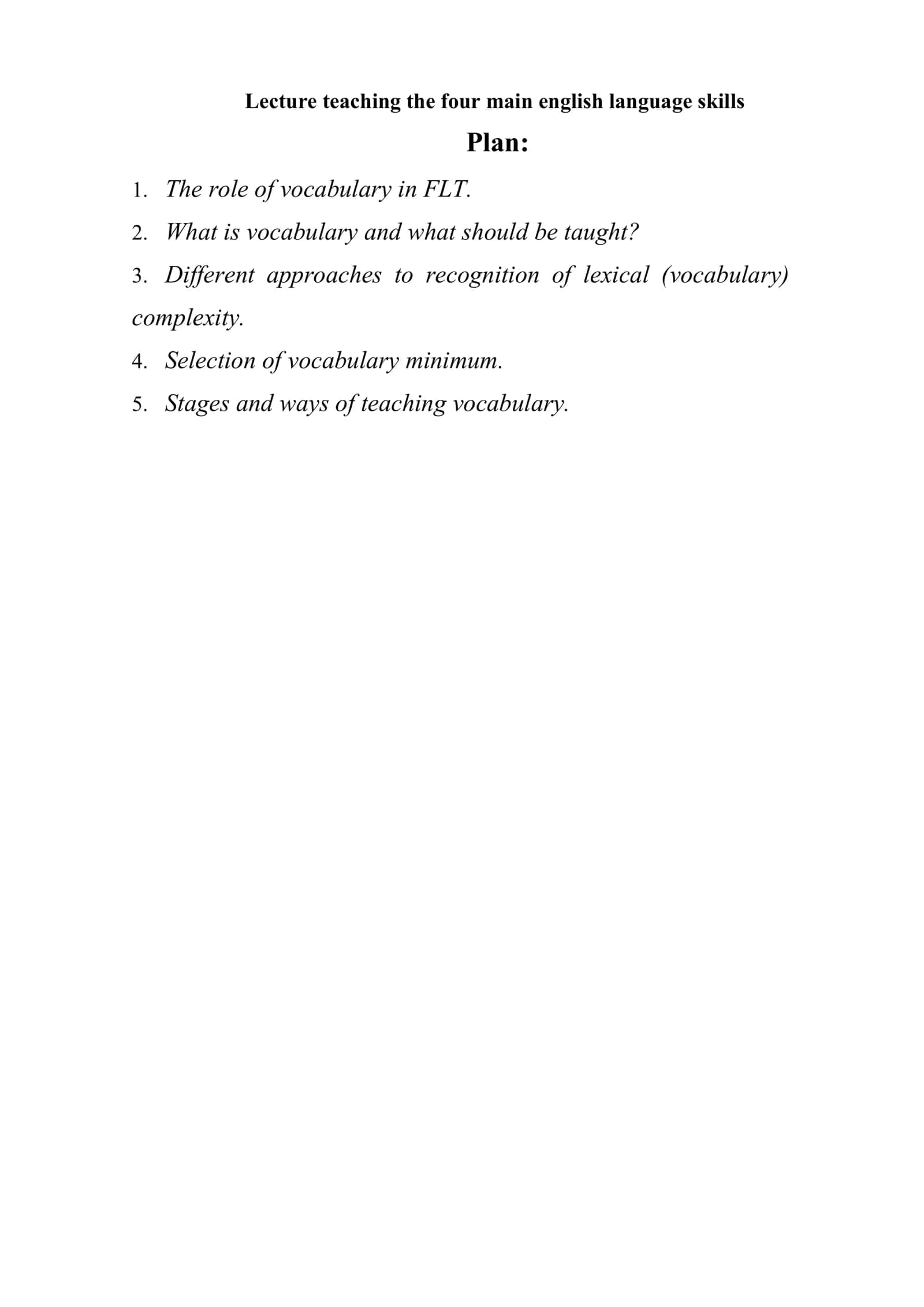 Lecture on Teaching English Vocabulary 1
