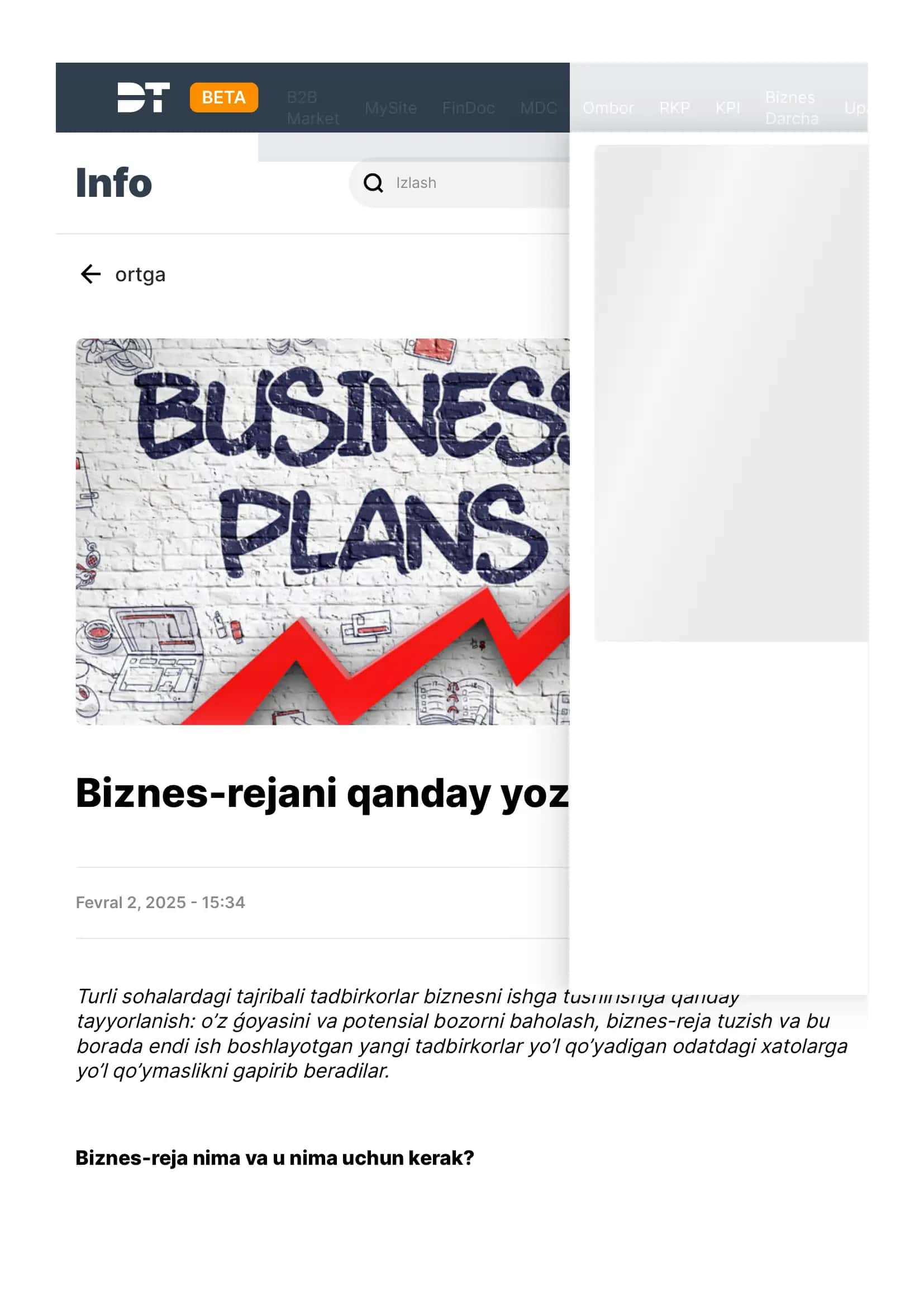 Biznes reja qanday yozish kerakligi haqida qoʻllanma 1