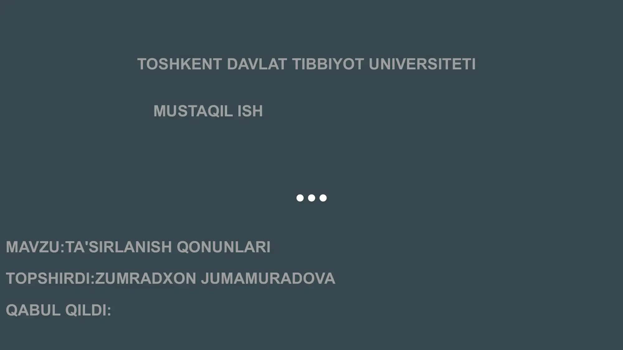 Tasirlanish .Ta'sirlanish qonunlari. Fiziologiya 1