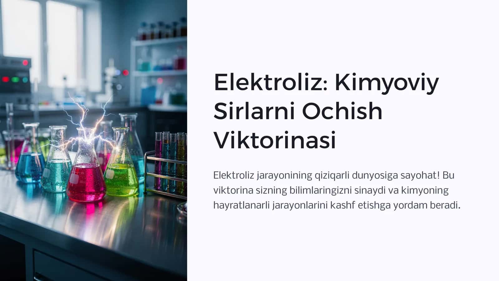 Elektroliz: Kimyoviy Sirlarni Ochish Viktorinasi 1