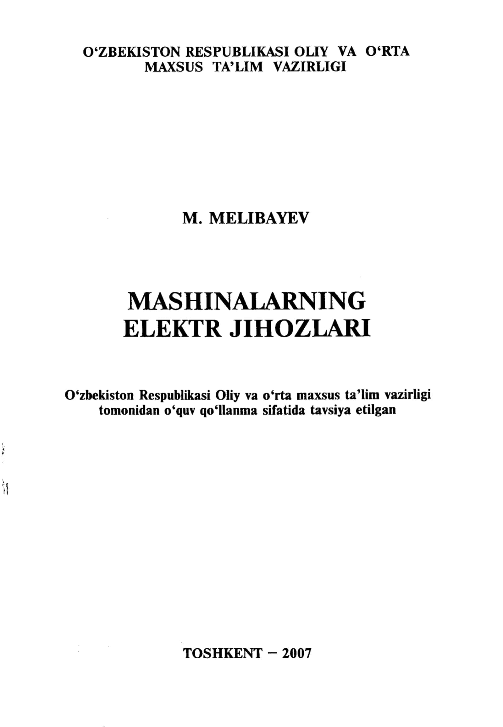 Mashinalarning Elektr Jihozlari 1