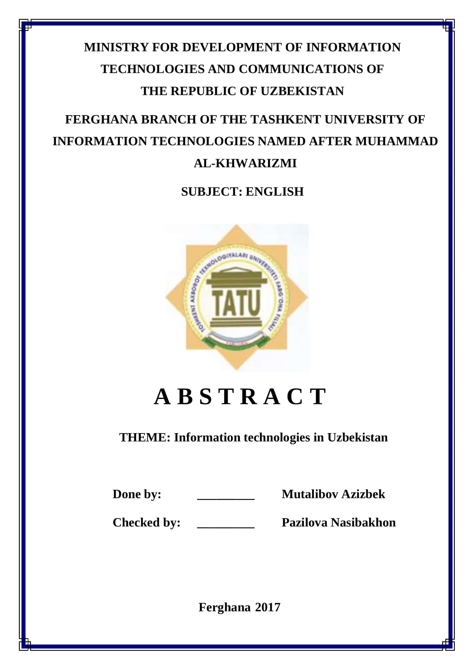 INFORMATION TECHNOLOGIES IN UZBEKISTAN 1