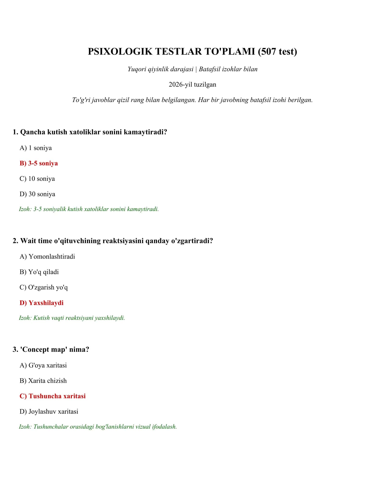PSIXOLOGIK TESTLAR TO'PLAMI (507 test) 1