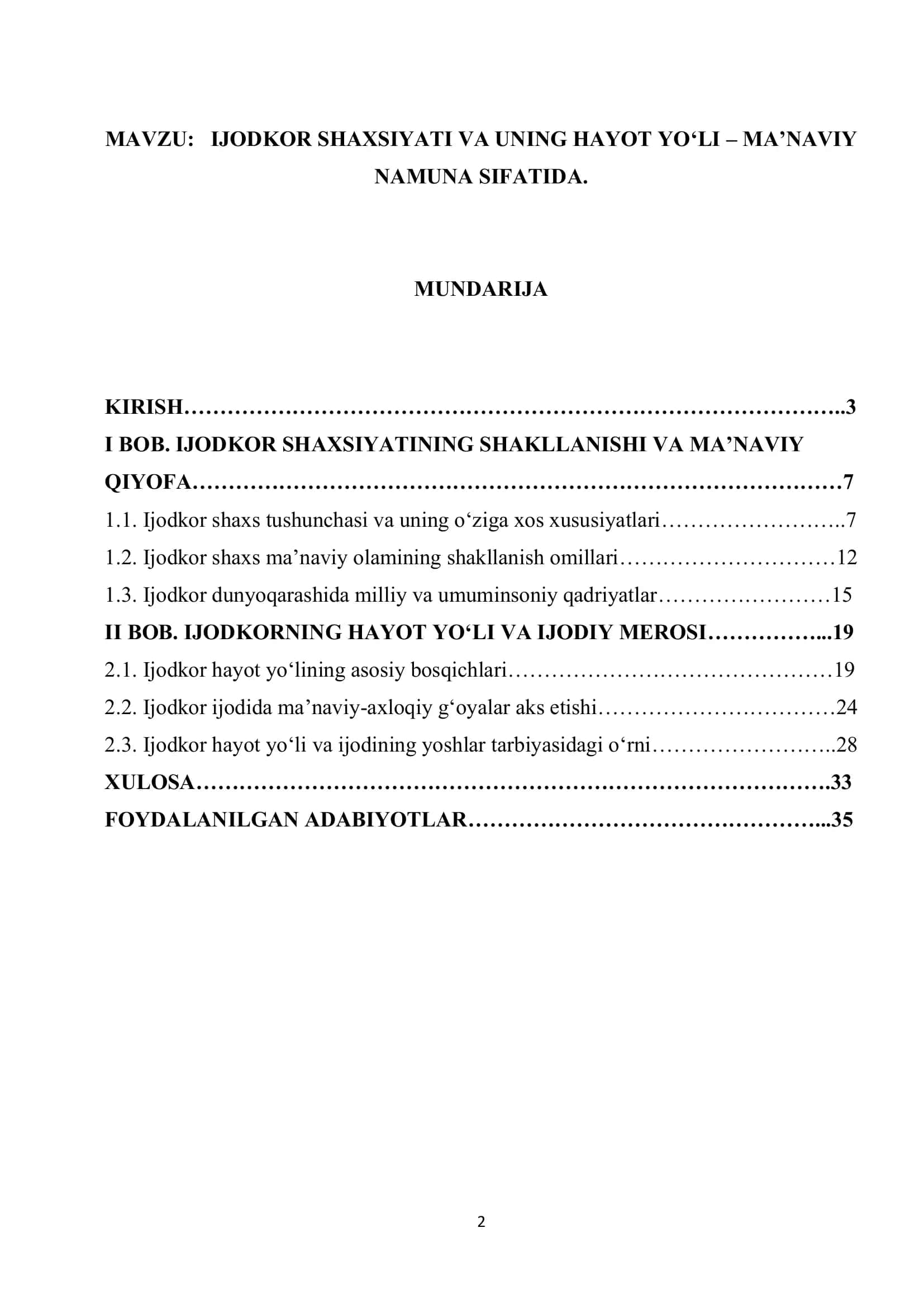 IJODKOR SHAXSIYATI VA UNING HAYOT YO‘LI – MA’NAVIY 1