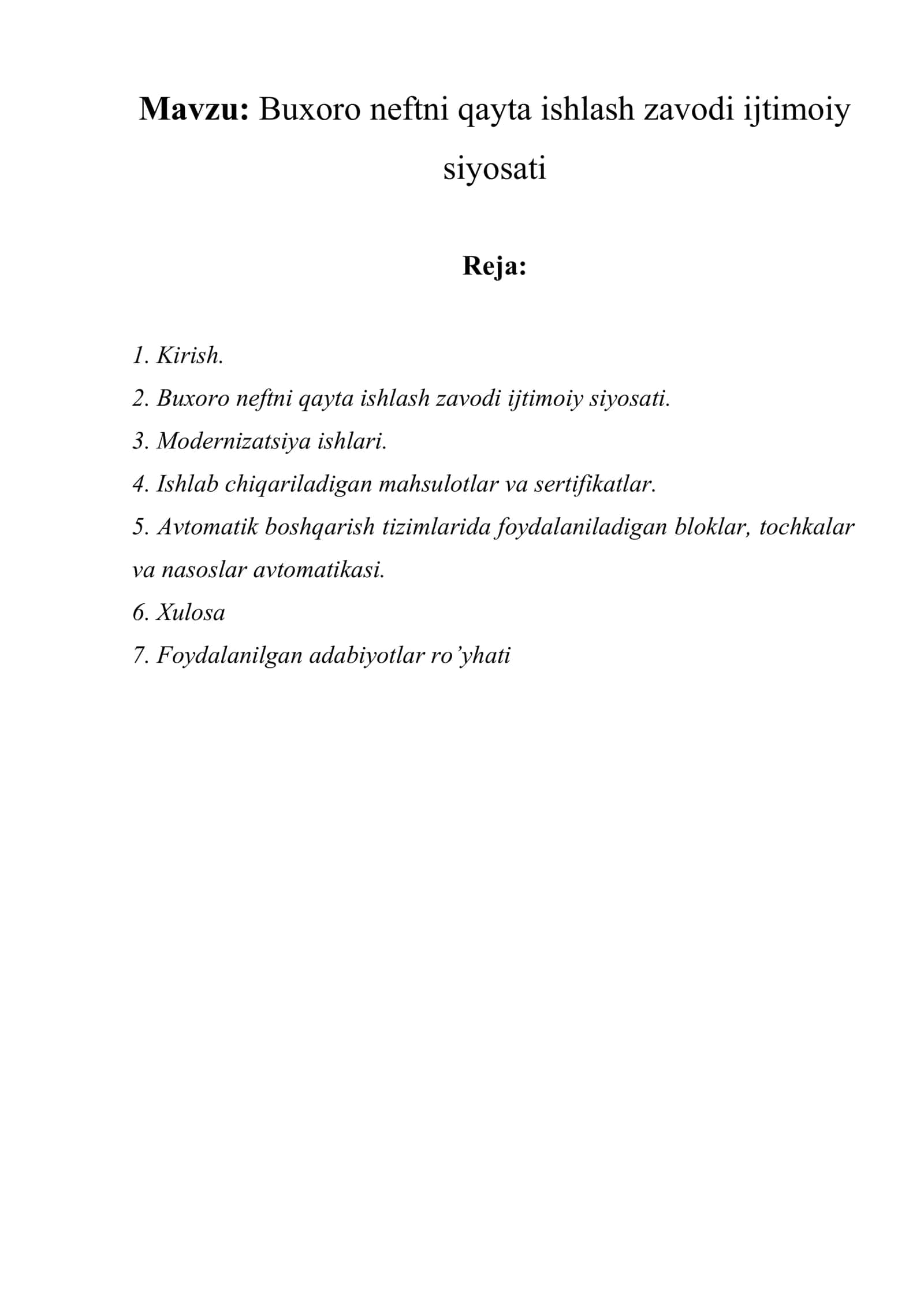 Buxoro neftni qayta ishlash zavodi ijtimoiy siyosati 1