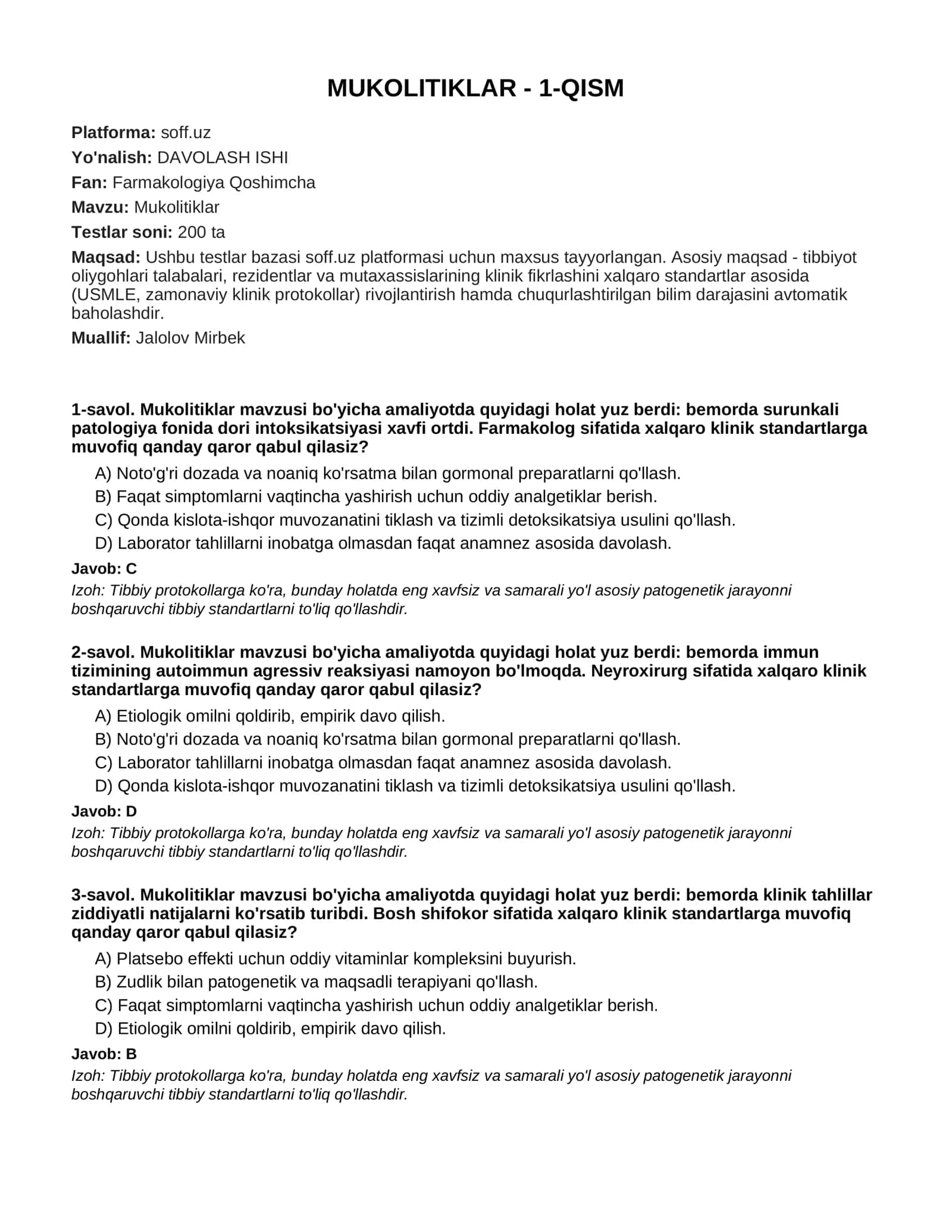 MUKOLITIKLAR - 1-QISM 1