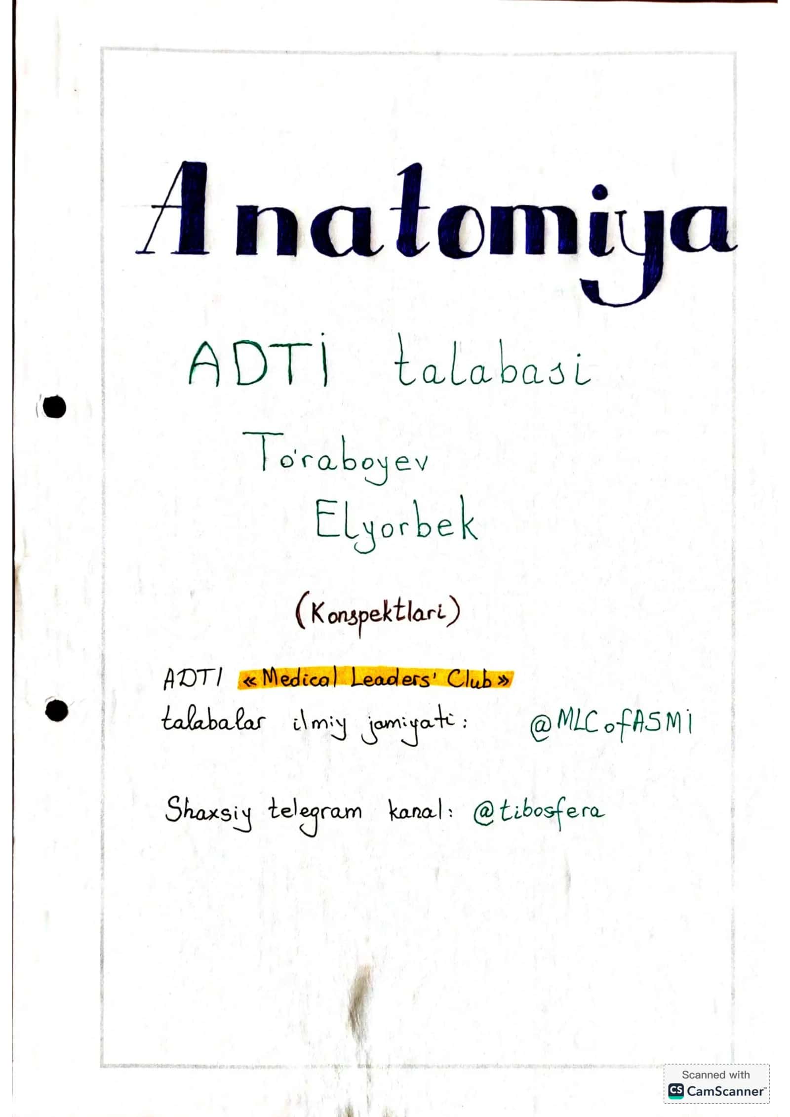 Anatomiya mustaqil ôrganishga 1