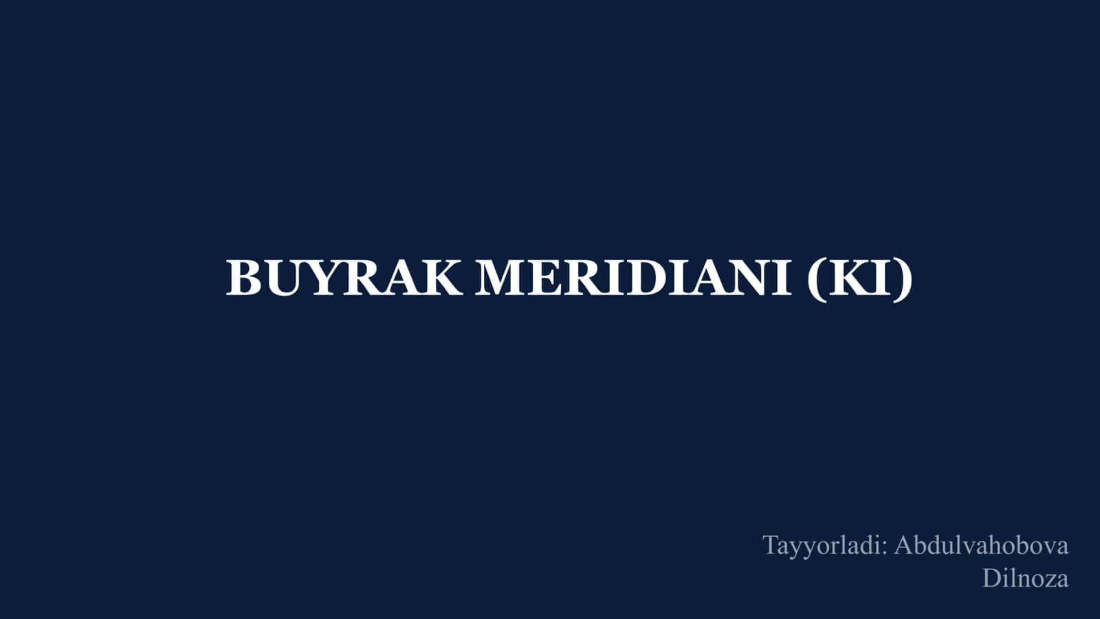 BUYRAK MERIDIANI (KI) 1