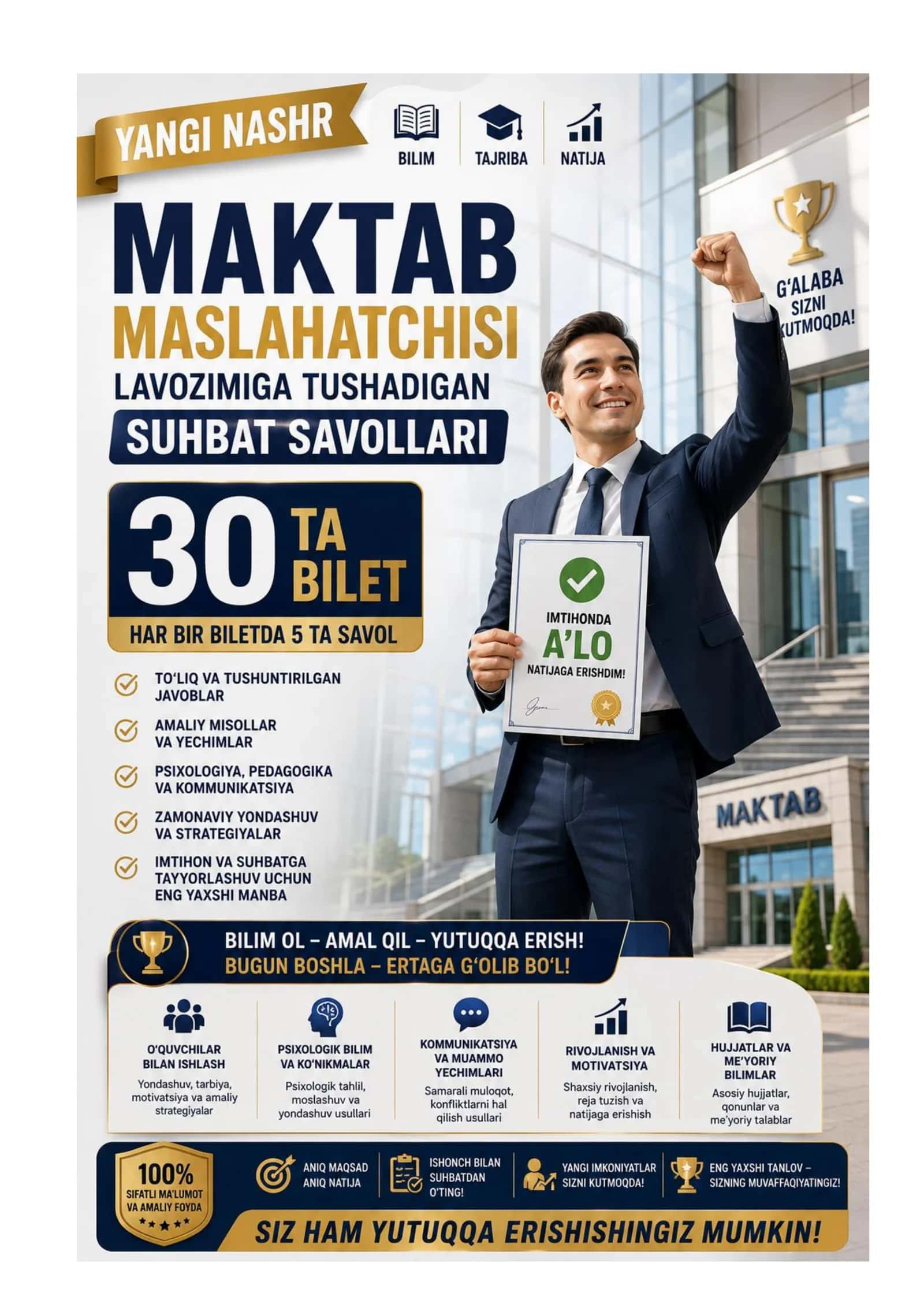 Maktab Maslahatchisi Tayyorlov Testlar va Suhbat Savollari 1
