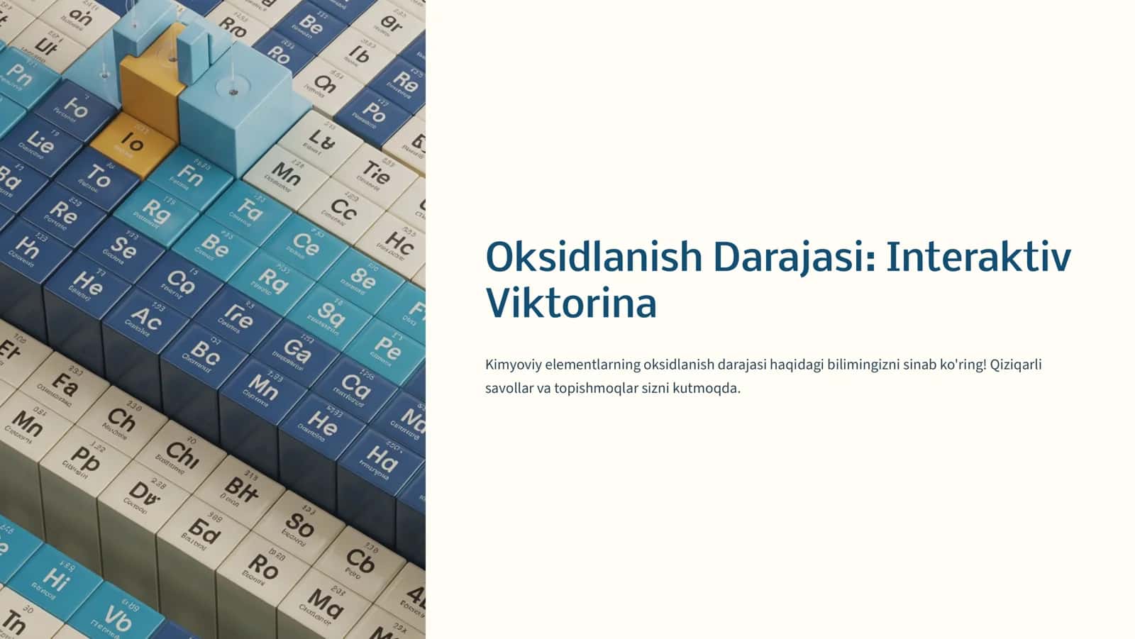 Kimyoviy Oksidlanish Darajasi: Interaktiv Viktorina 1