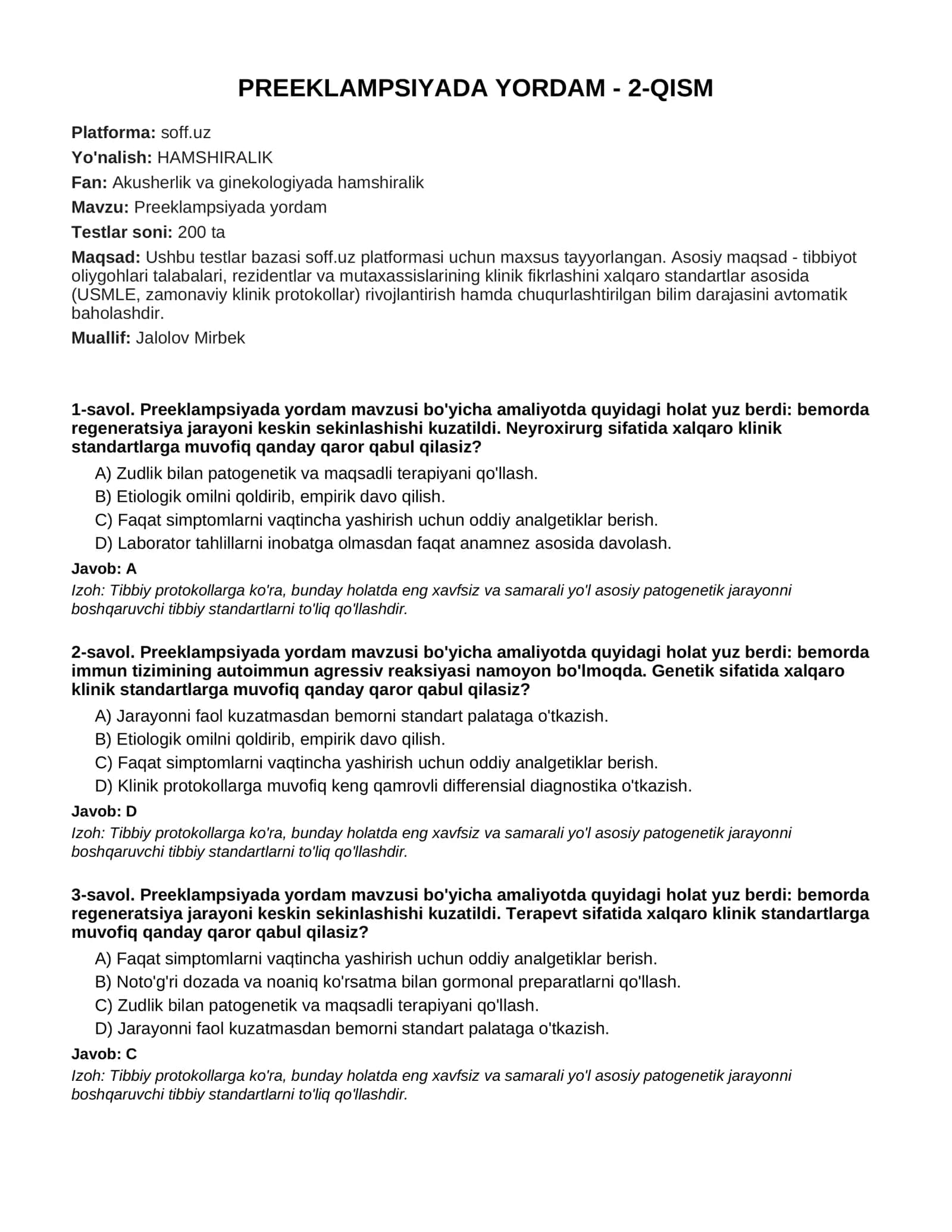 PREEKLAMPSIYADA YORDAM - 2-QISM 1
