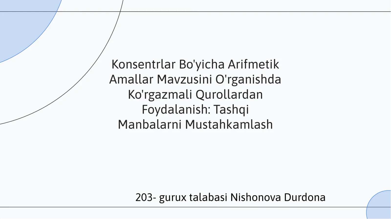 Konsentrlar Bo'yicha Arifmetik Amallar Mavzusini O'rganishda 1