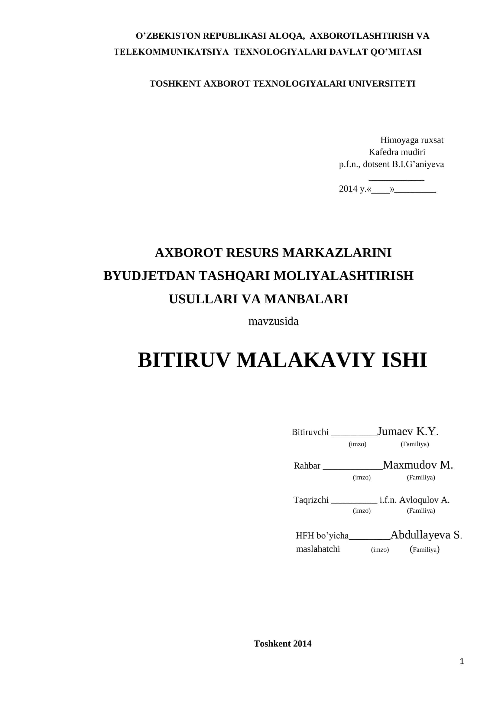 AXBOROT RESURS MARKAZLARINI BYUDJETDAN TASHQARI MOLIYALASHTIRISH USULLARI VA MANBALARI 1