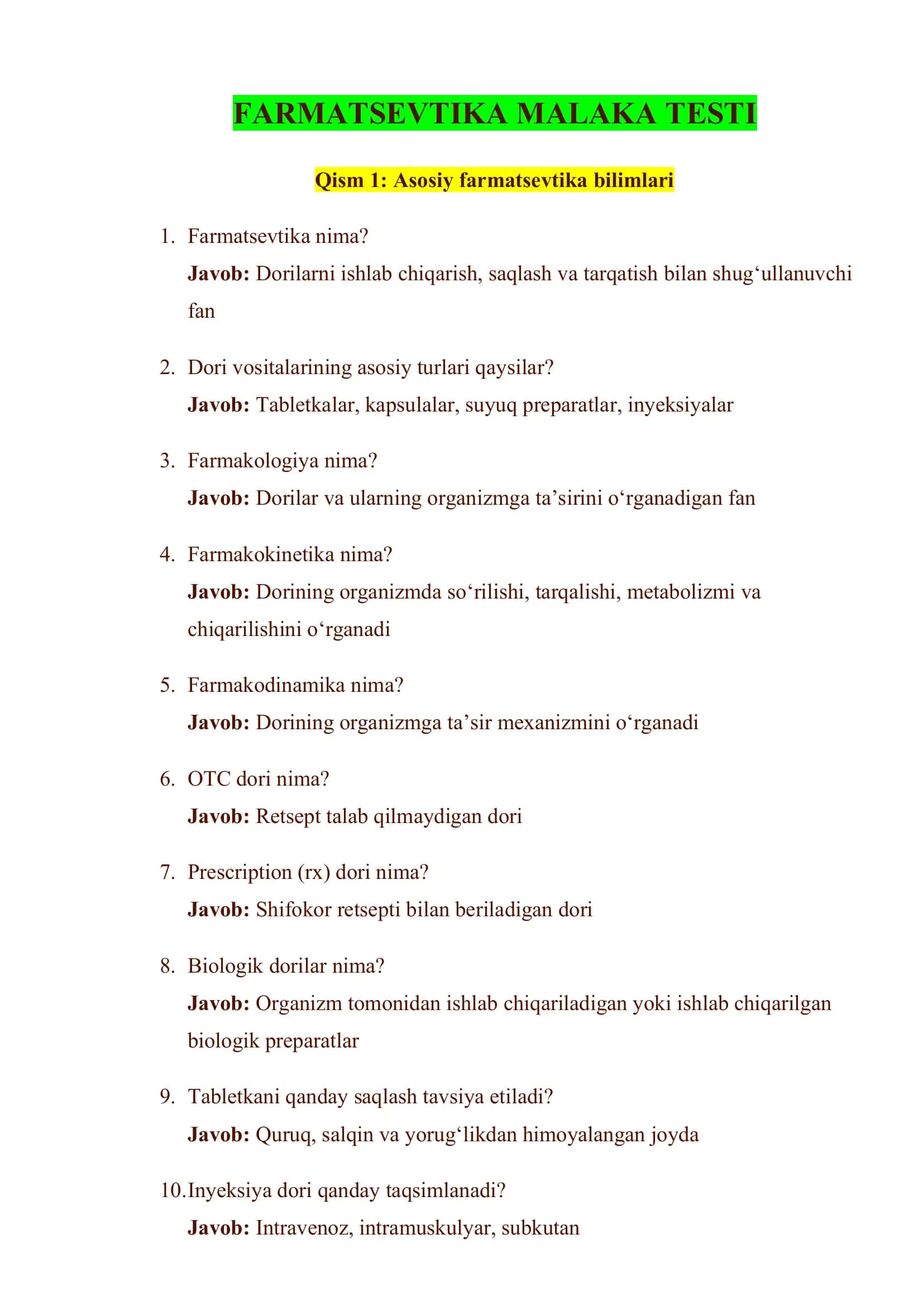 FARMATSEVTIKA MALAKA TESTI 1