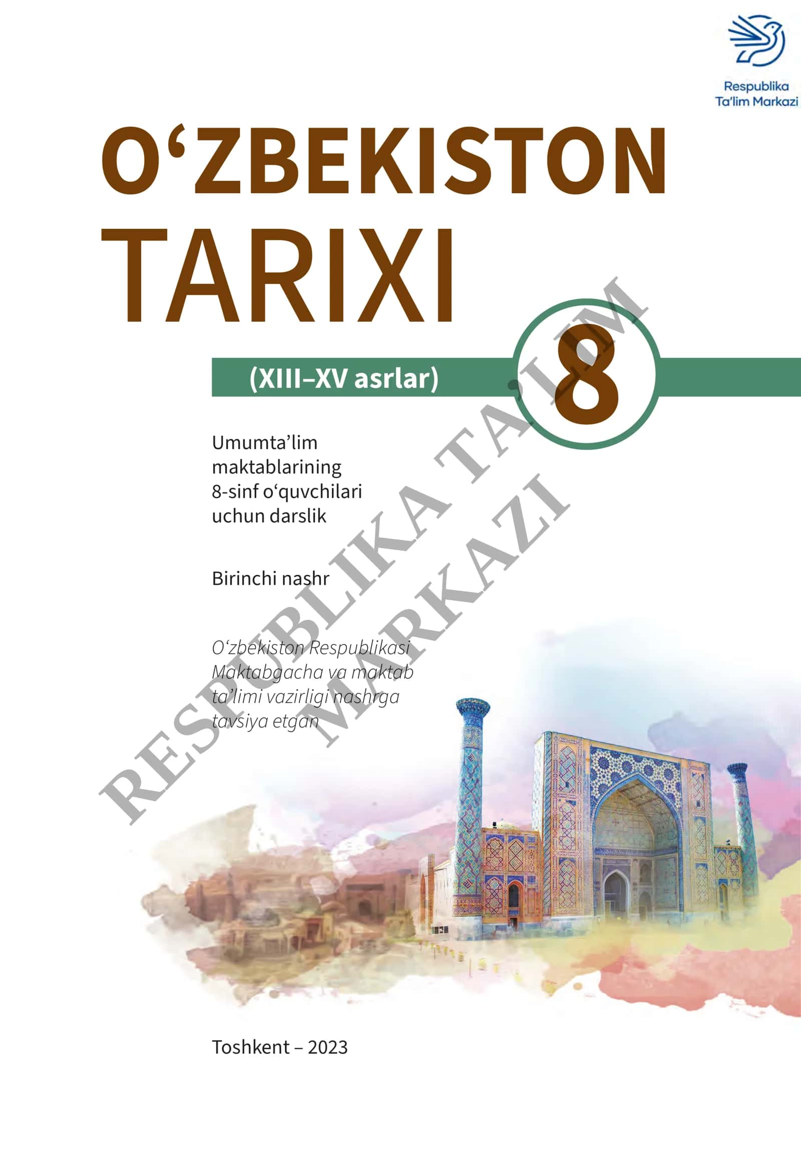 TARIXI Umumta’lim maktablarining 8-sinf o‘quvchilari uchun darslik 1