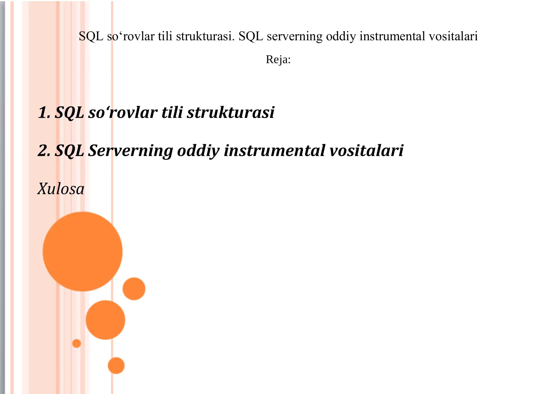 SQL so‘rovlar tili strukturasi 1
