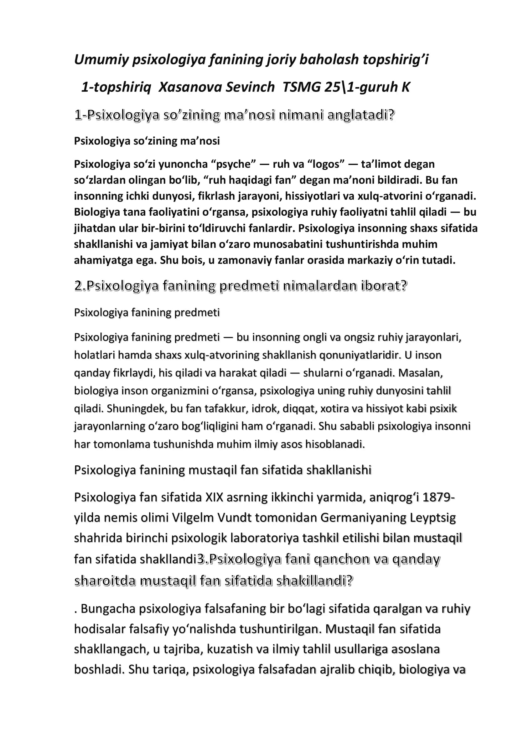 umumiy psixologiya boyicha savol javoblar 1