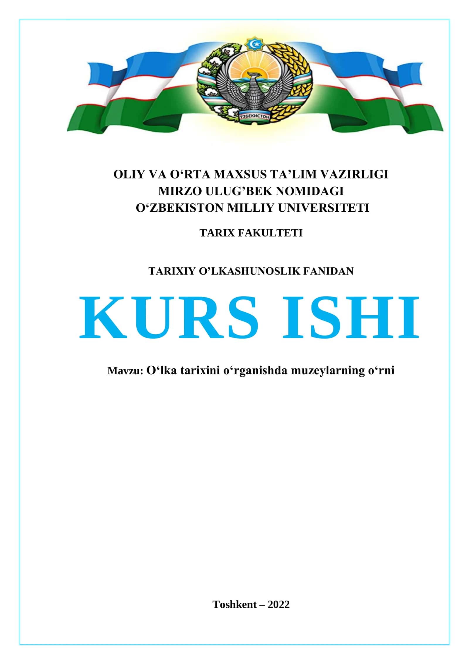Oʻlka tarixini oʻrganishda muzeylarning oʻrni 1
