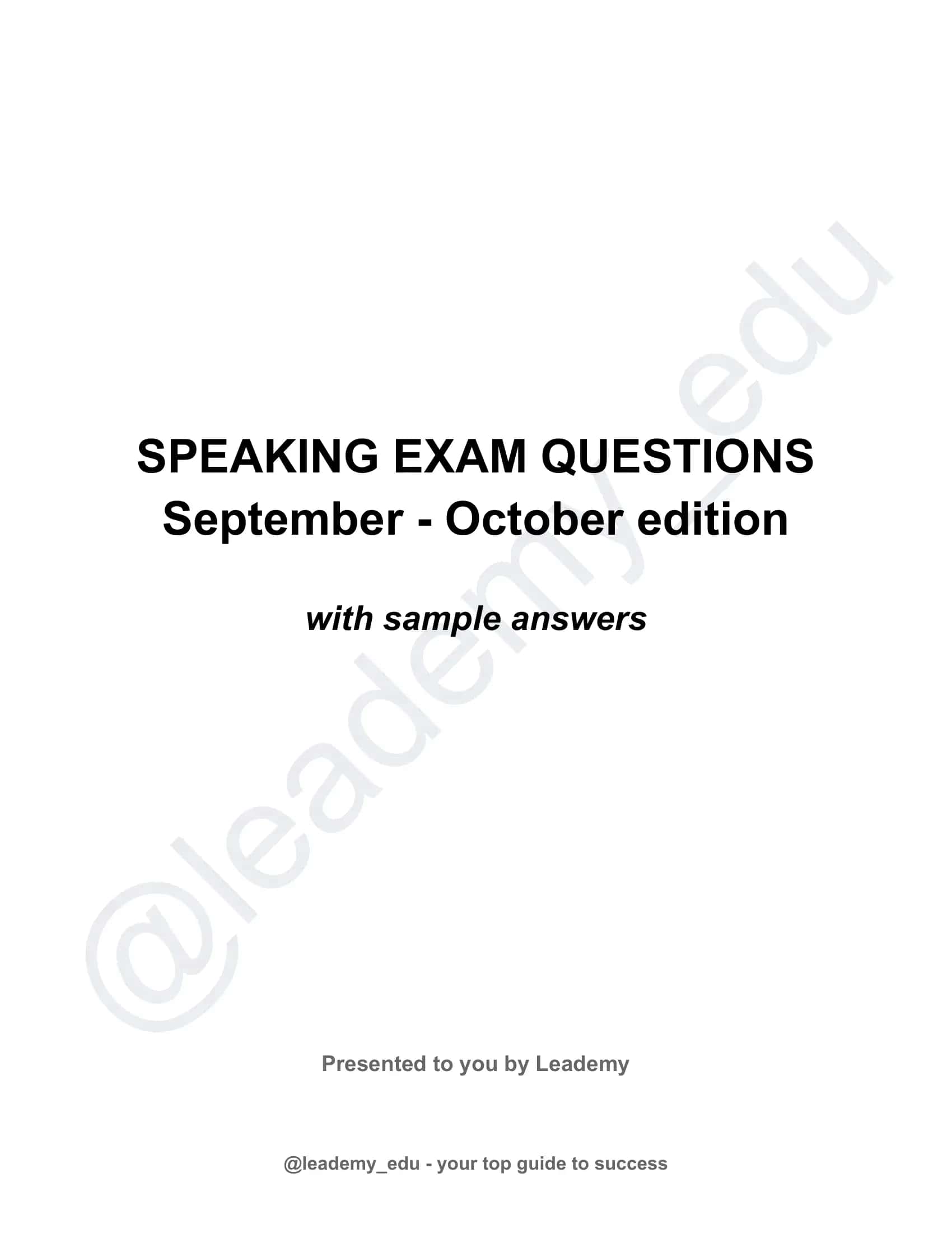 SPEAKING EXAM QUESTIONS 1
