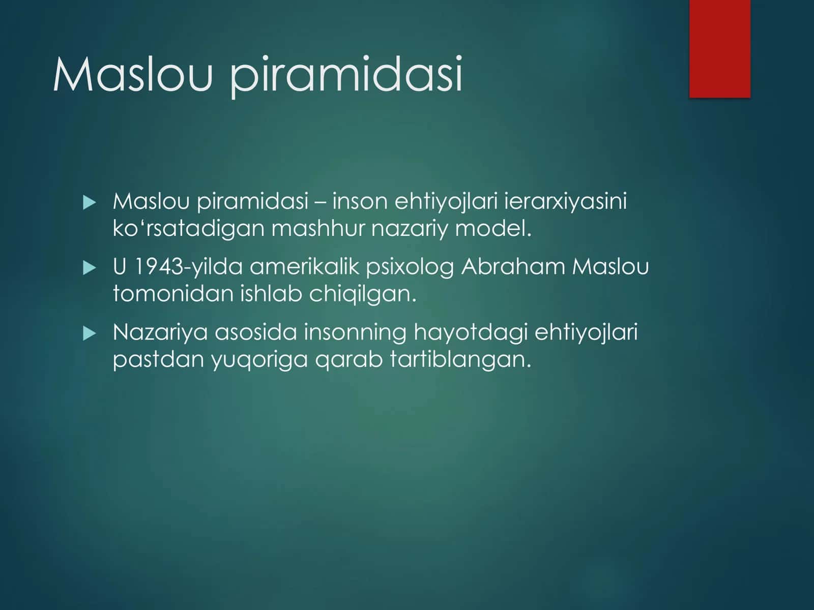 Maslou piramidasi 1