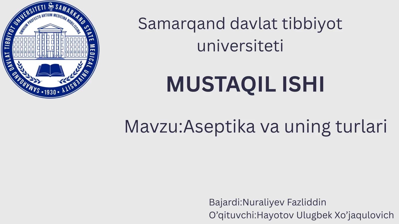 Aseptika va uning turlari 1