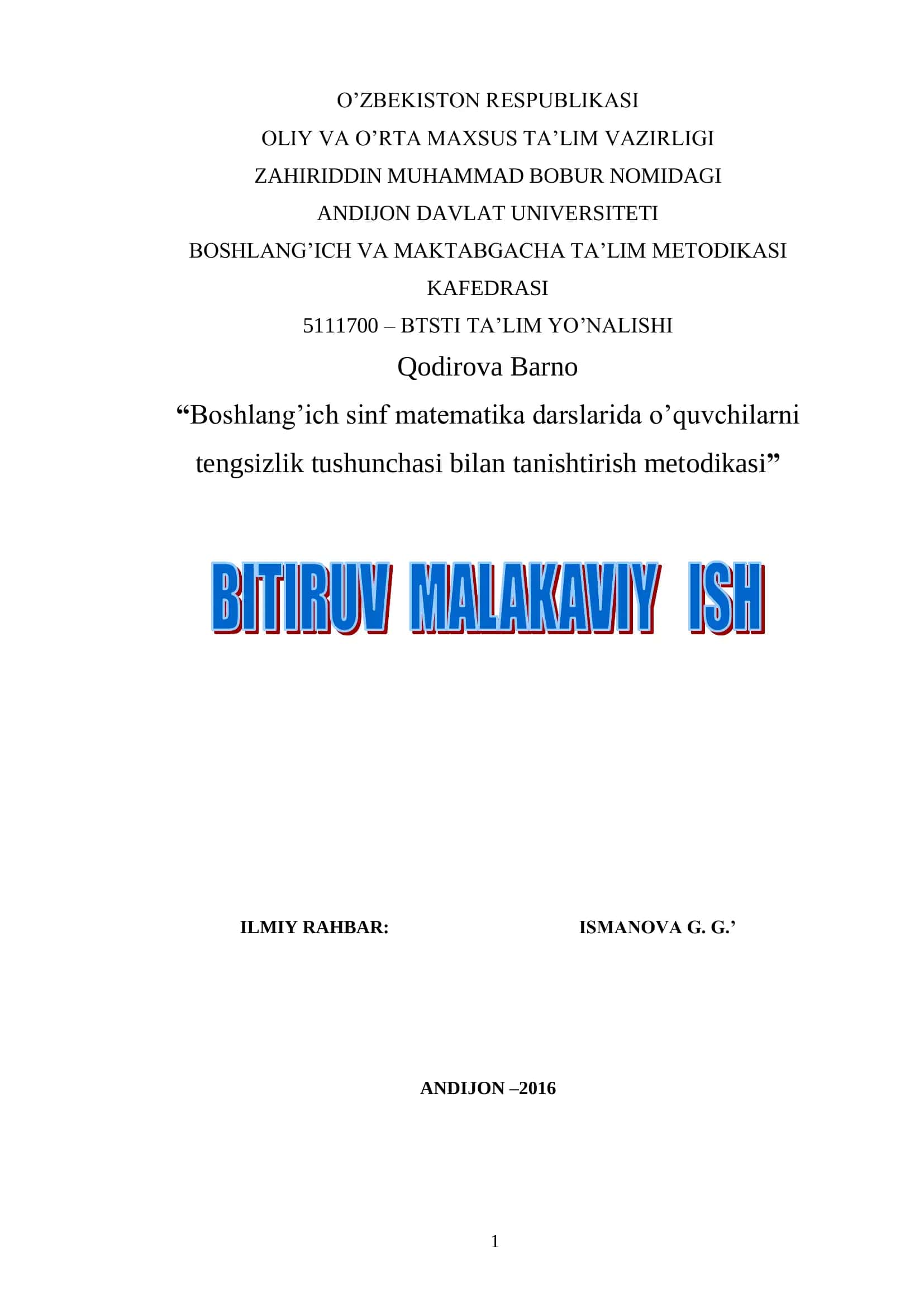 Matematika darslarida o‘quvchilarni tengsizlik tushunchasi bilan tanishtirish metodikasi 1