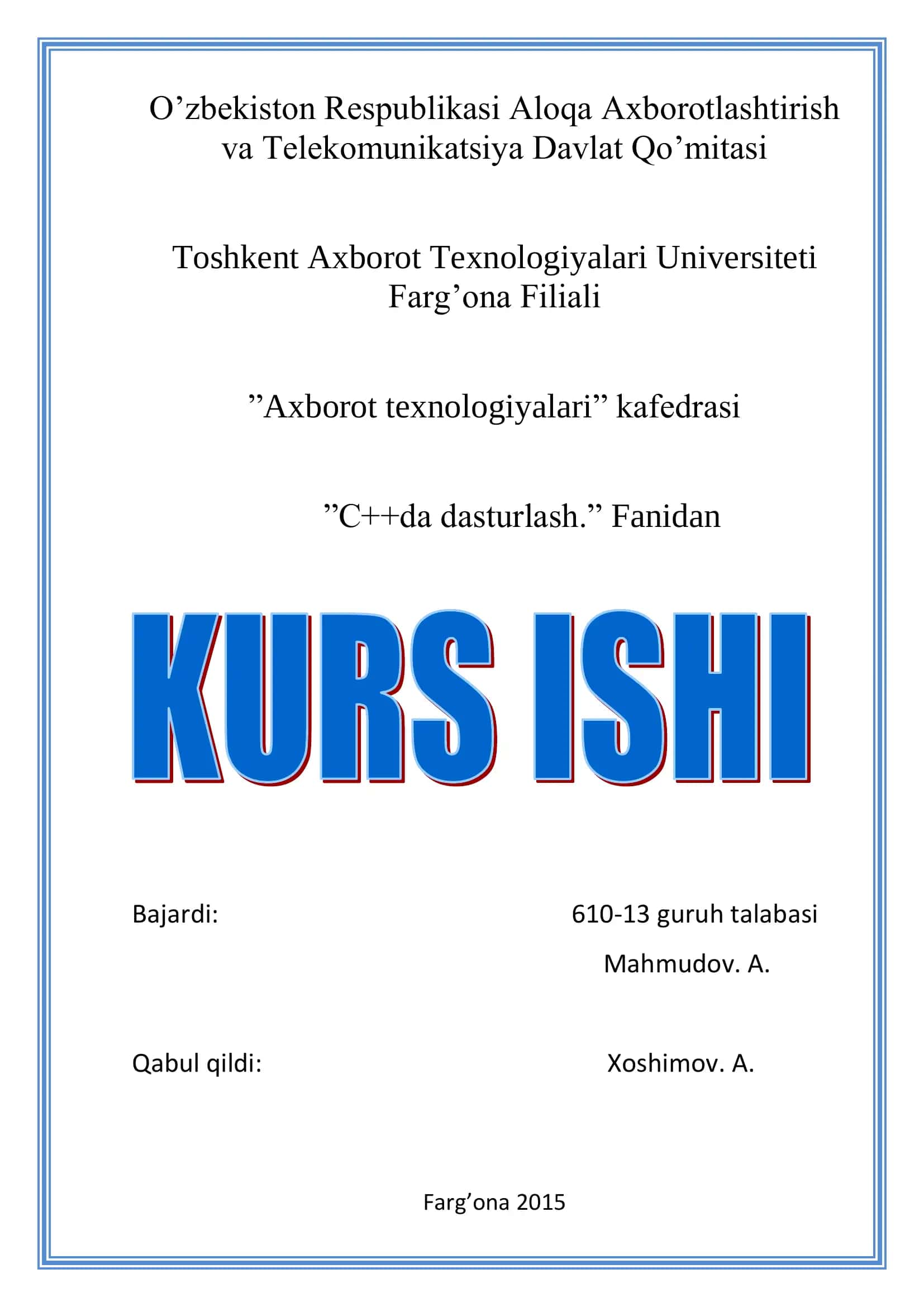 Sug'urta holatlari axborot-qidiruv dasturini yaratish 1