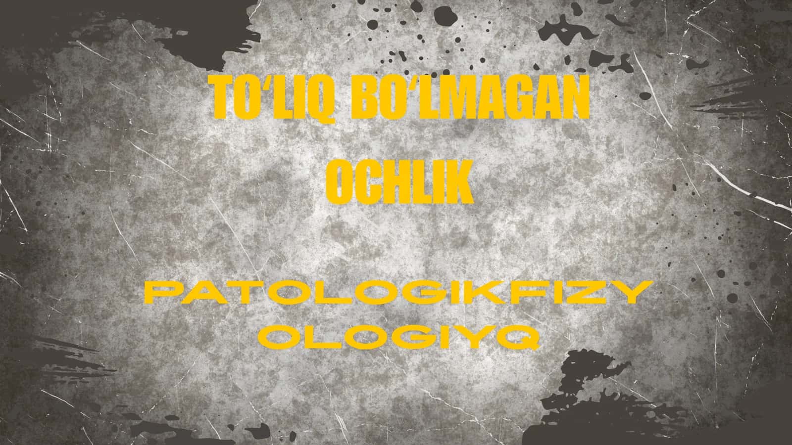 TOʻLIQ BOʻLMAGAN OCHLIK 1