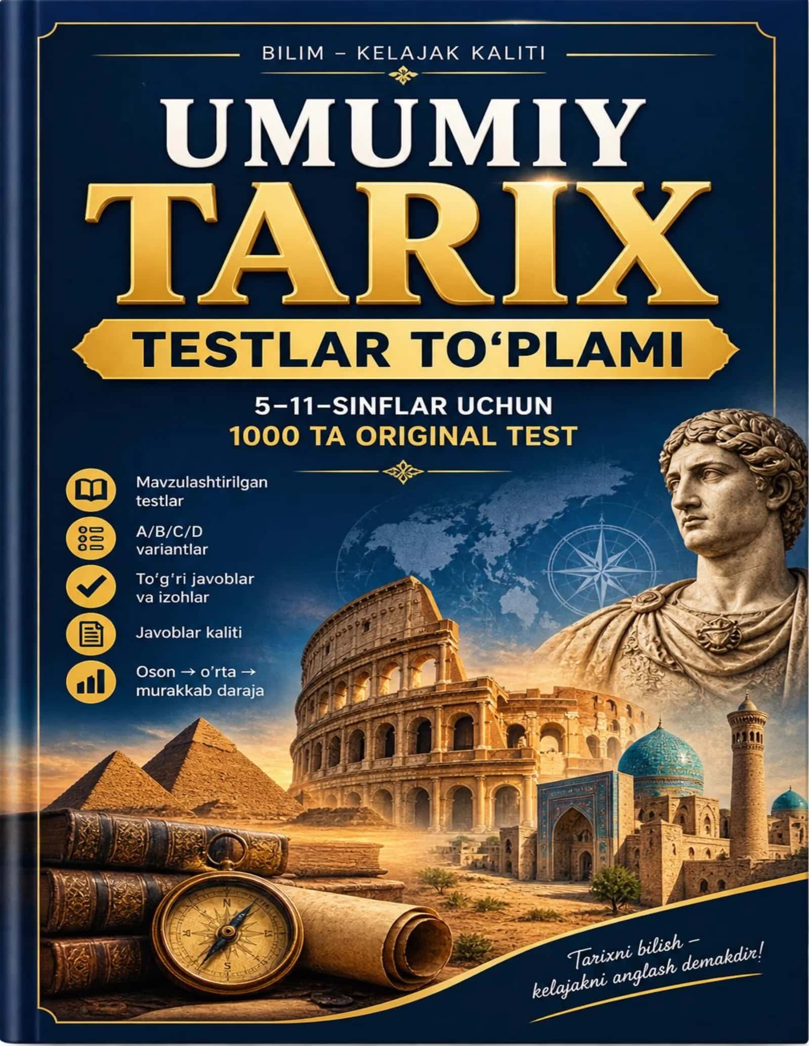 📚Umumiy tarix — 1000 ta test | 5–11-sinflar | PDF + Word 1