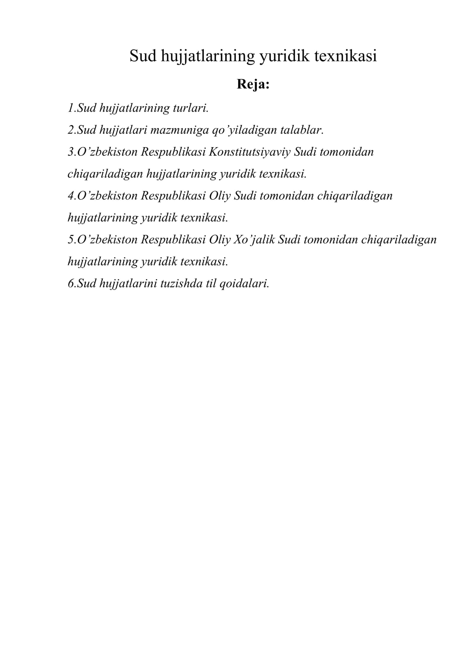 Sud hujjatlarining yuridik texnikasi 1