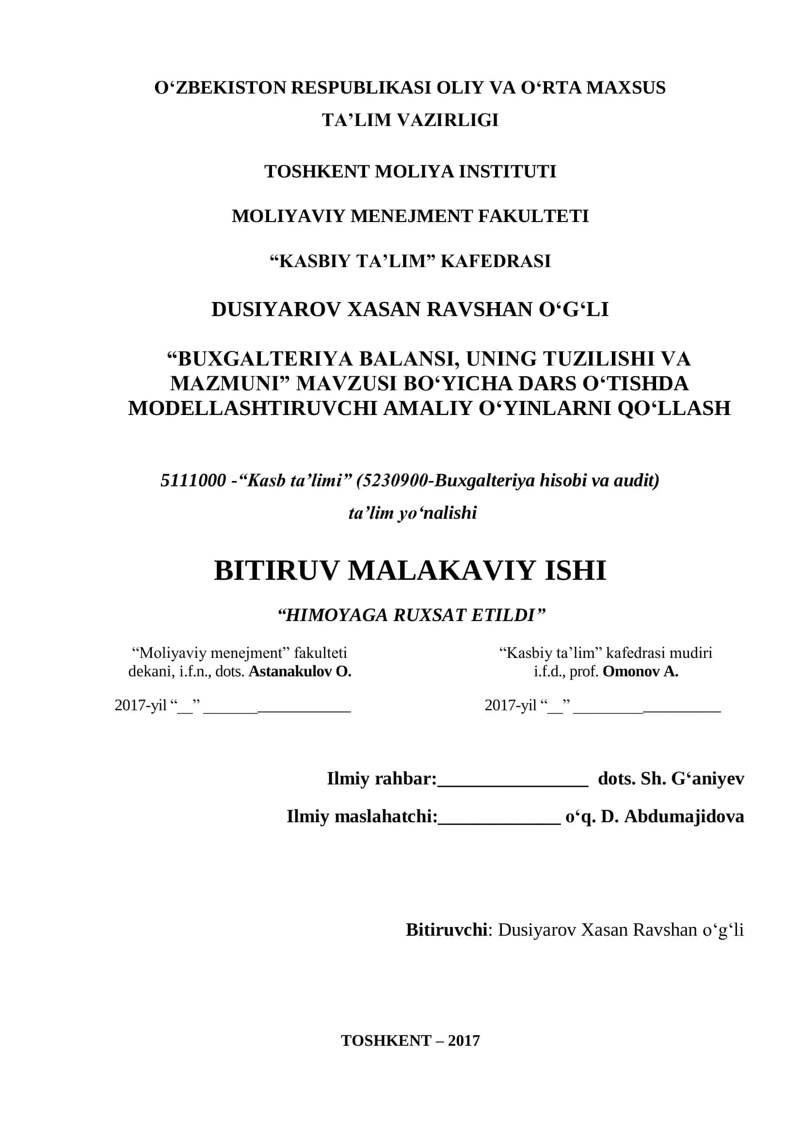 Buxgalteriya balansi, uning tuzilishi va mazmuni 1