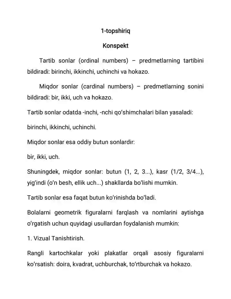 Geometrik Figuralar mashg'uloti 1