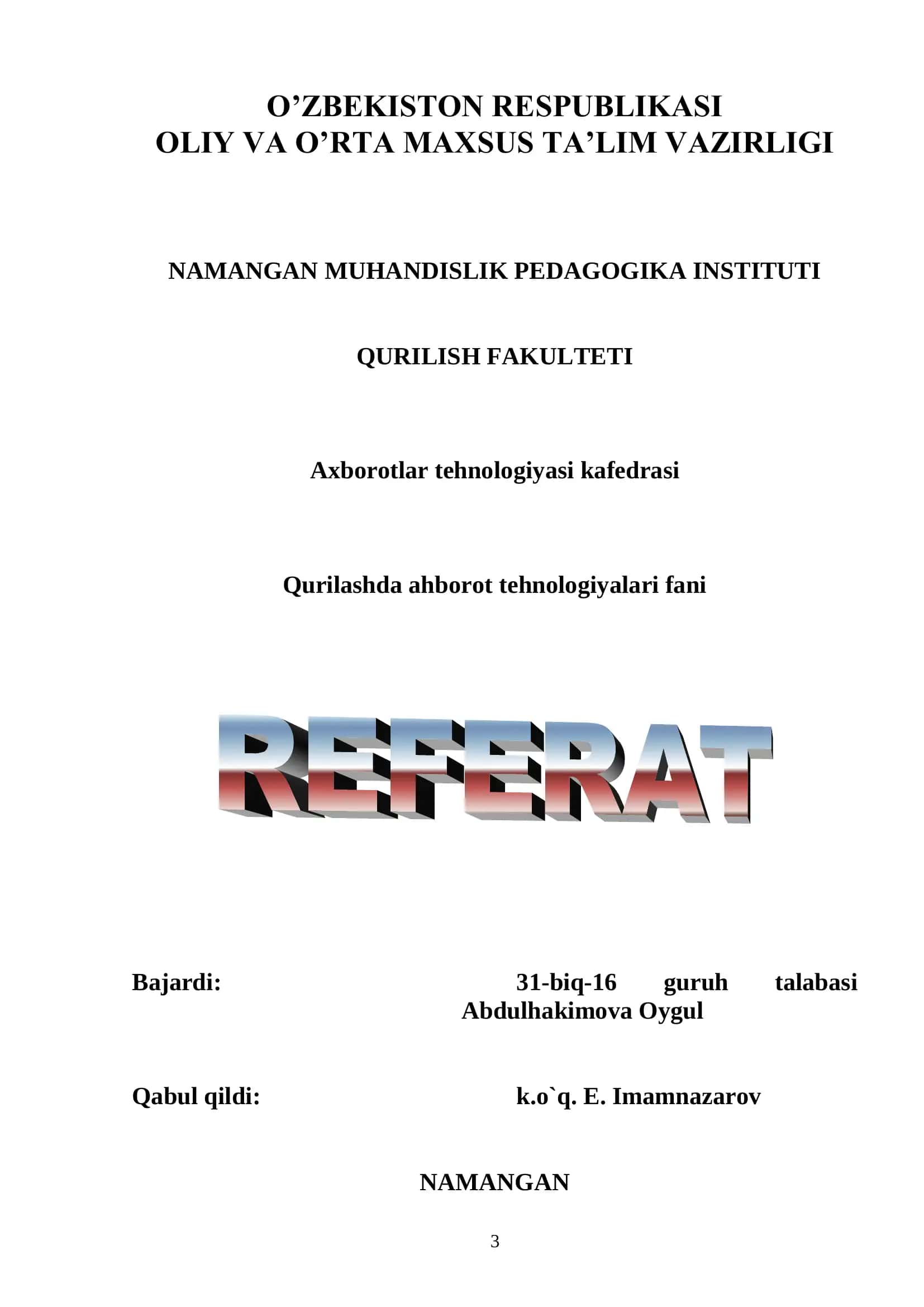 MS ACCESS DASTURIDA HISOBOTLAR YARATISH VA TUZILMASI 1