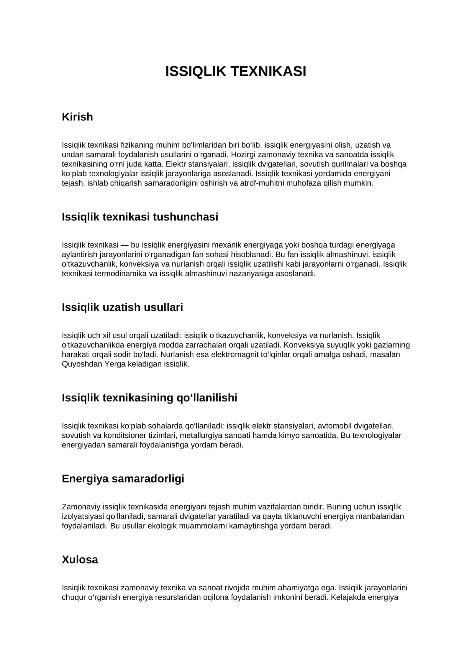 Issiqlik texnikasi 1