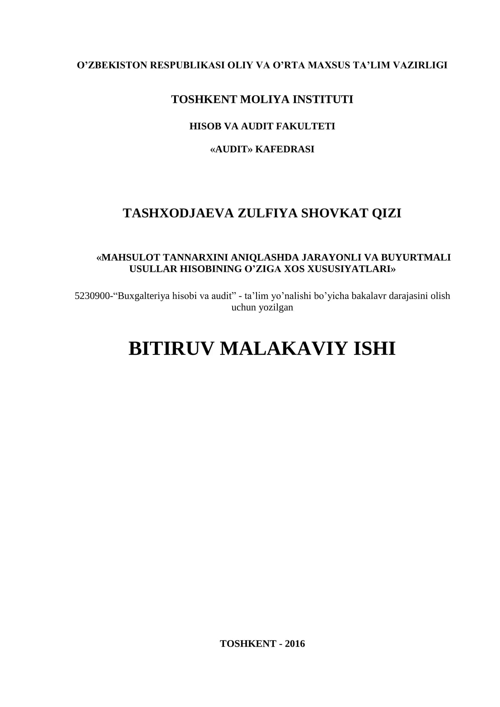 Маҳсулот таннархини аниқлашда жараёнли усул ҳисобининг озига хос хусусиятлари 1