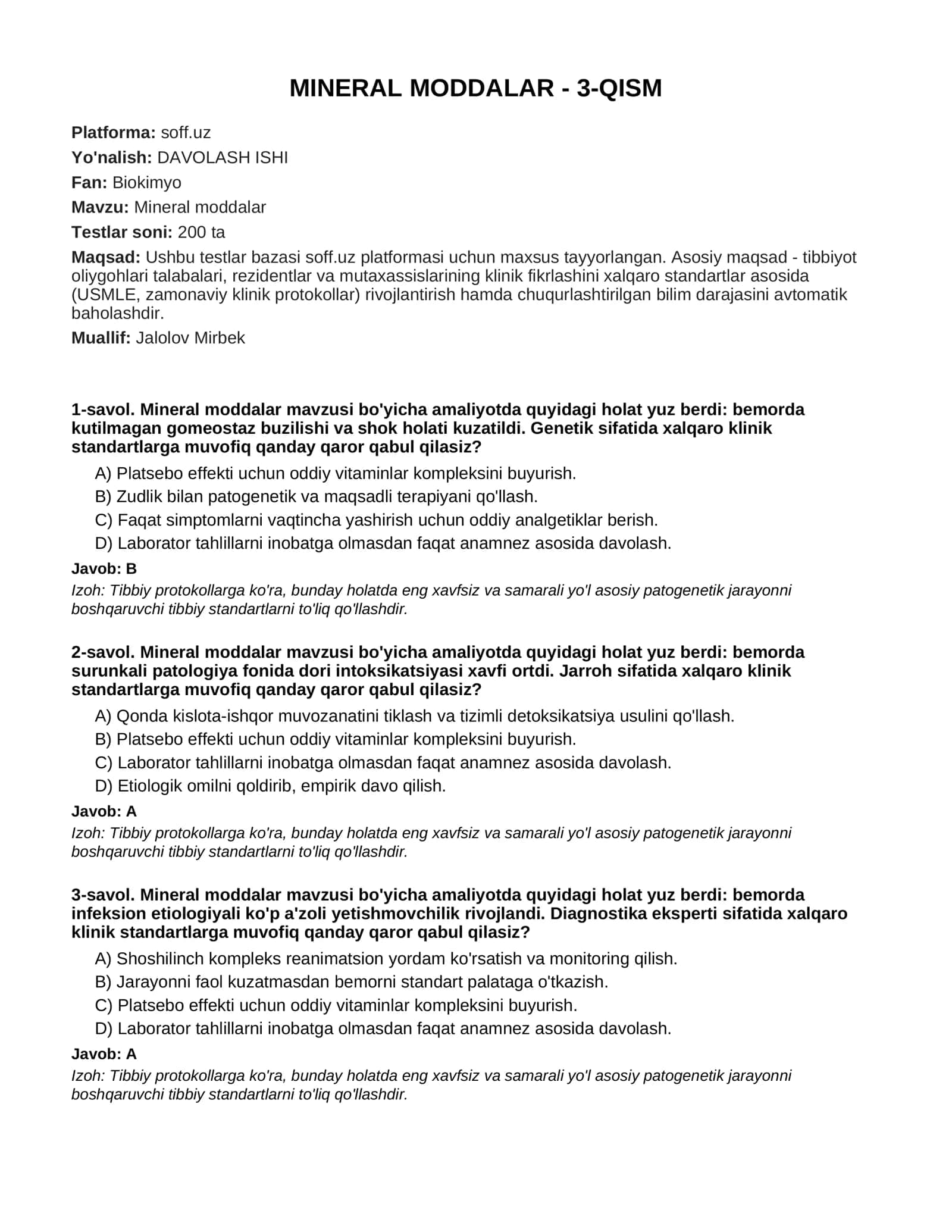 MINERAL MODDALAR - 3-QISM 1