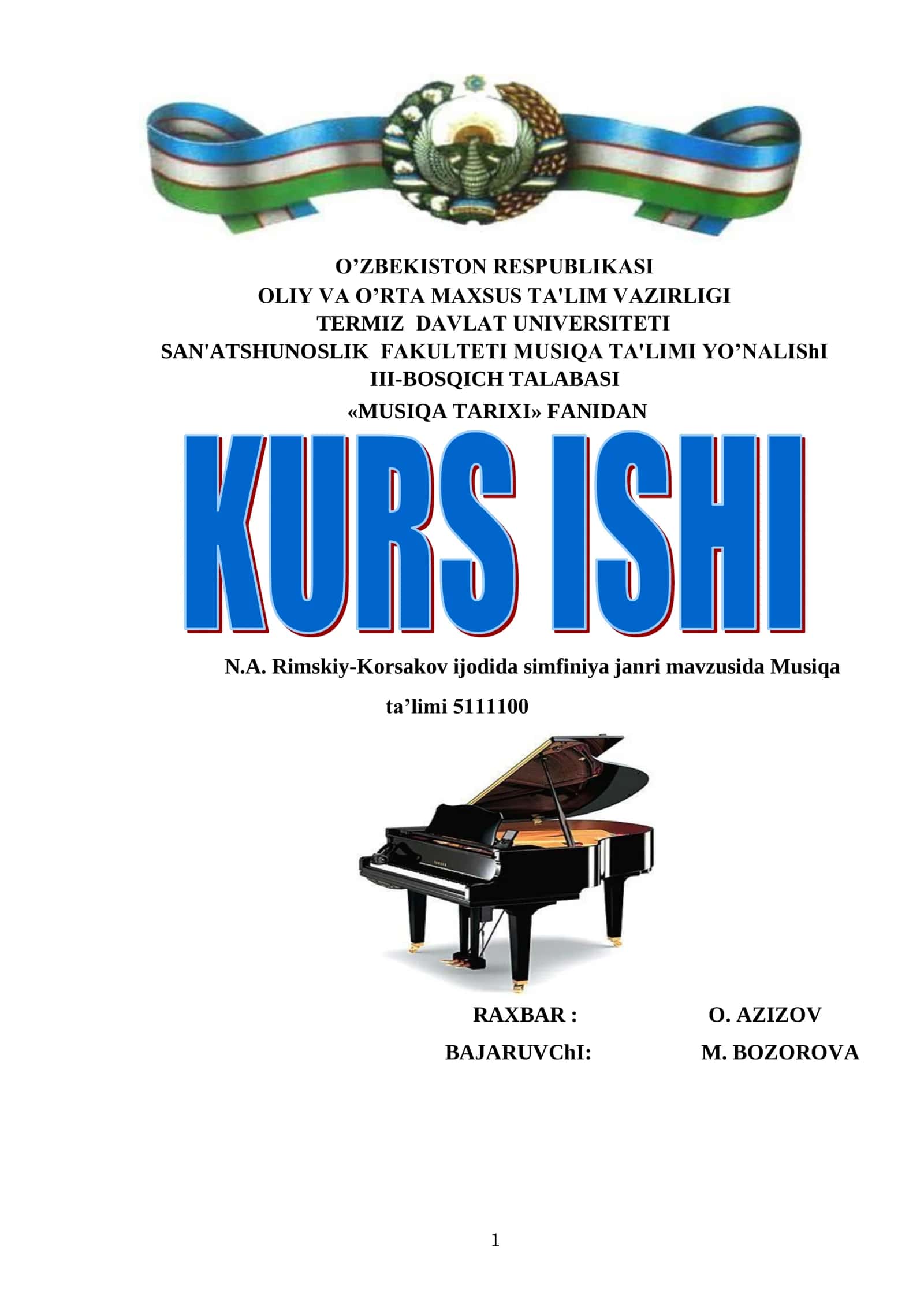 N.A. Rimskiy-Korsakov ijodida simfoniya janri 1