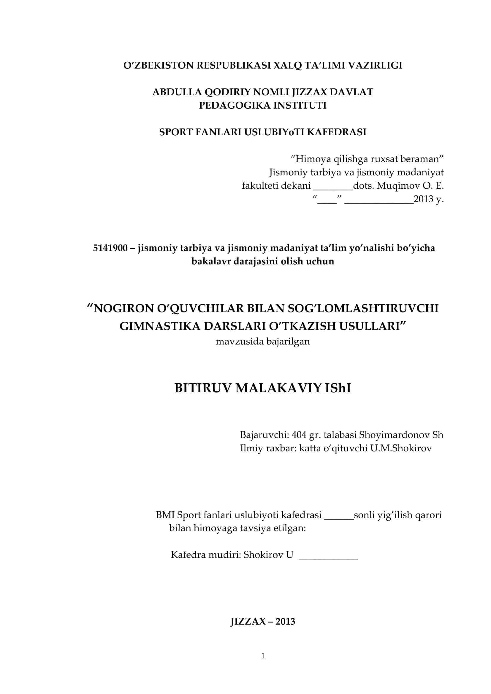 NOGIRON O’QUVCHILAR BILAN SOG’LOMLASHTIRUVCHI GIMNASTIKA DARSLARI O’TKAZISH USULLARI 1