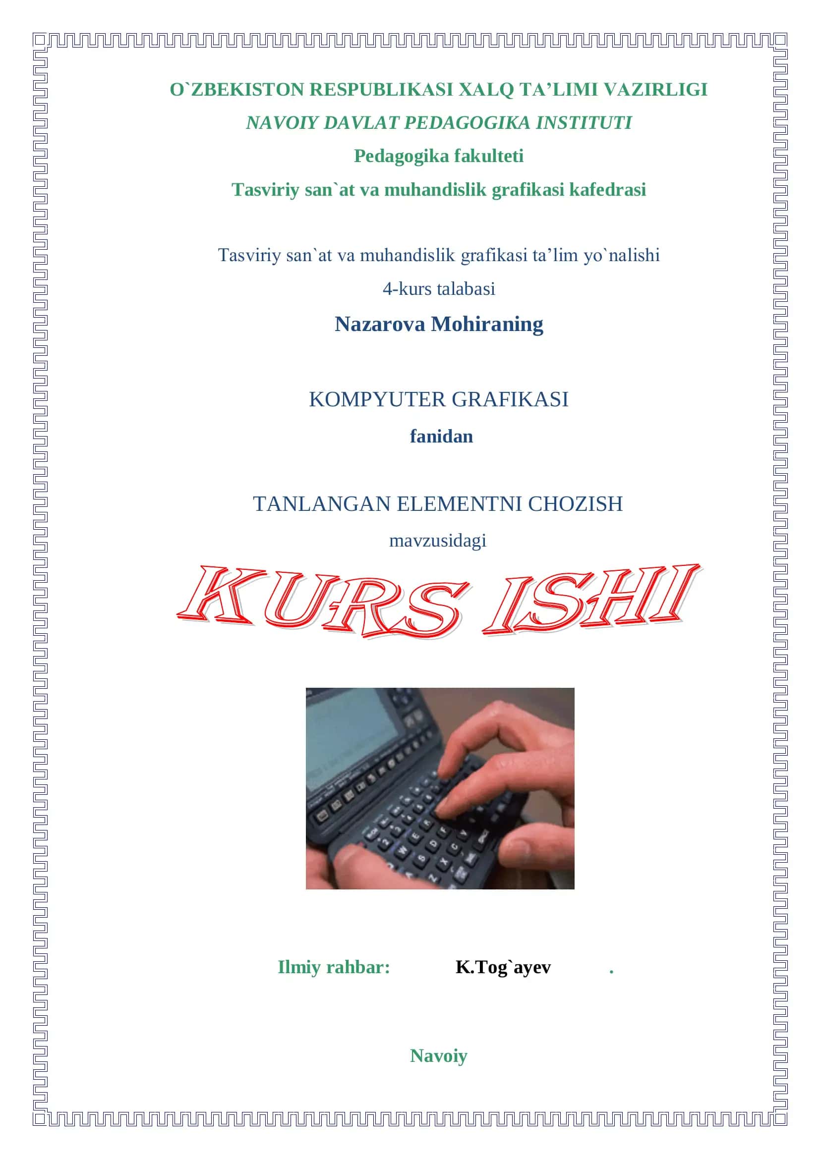 TANLANGAN ELEMENTNI CHOZISH 1