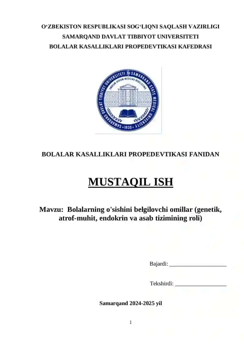 Bolalar o'sish jarayoni 1