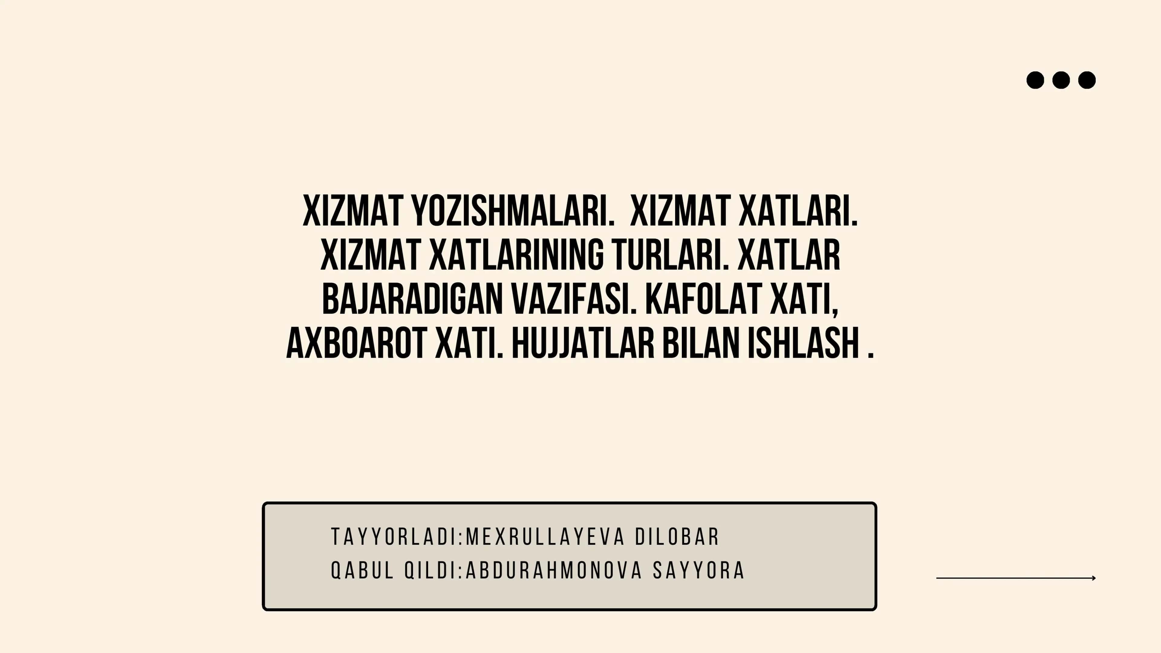 XIZMAT YOZISHMALARI 1