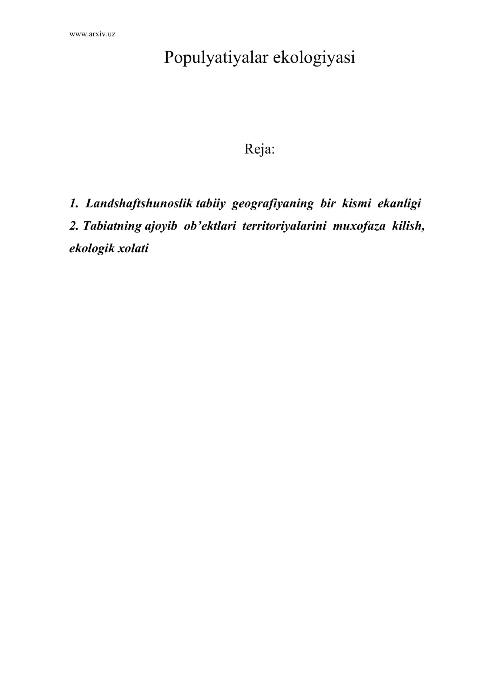 Populyatiyalar ekologiyasi 1