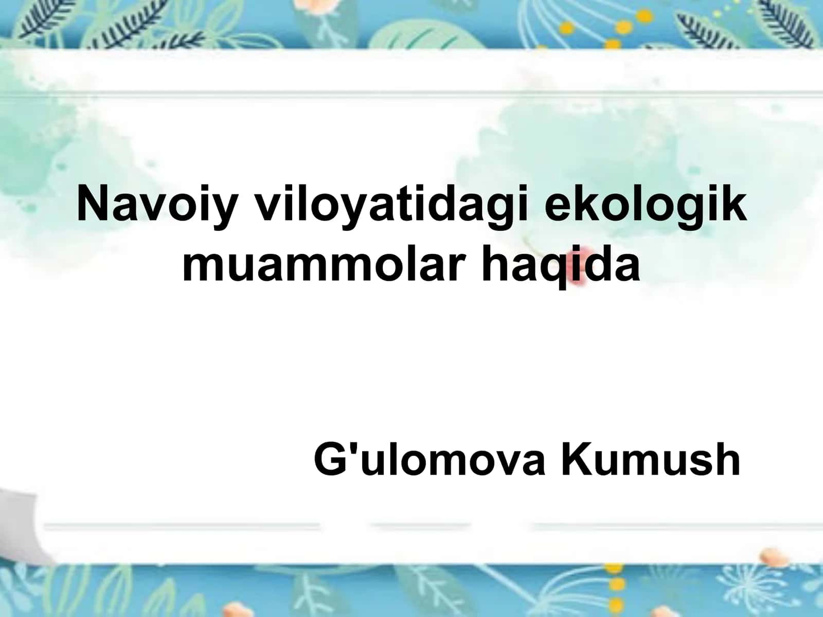 Navoiy viloyatidagi ekologik  muammolar haqida 1