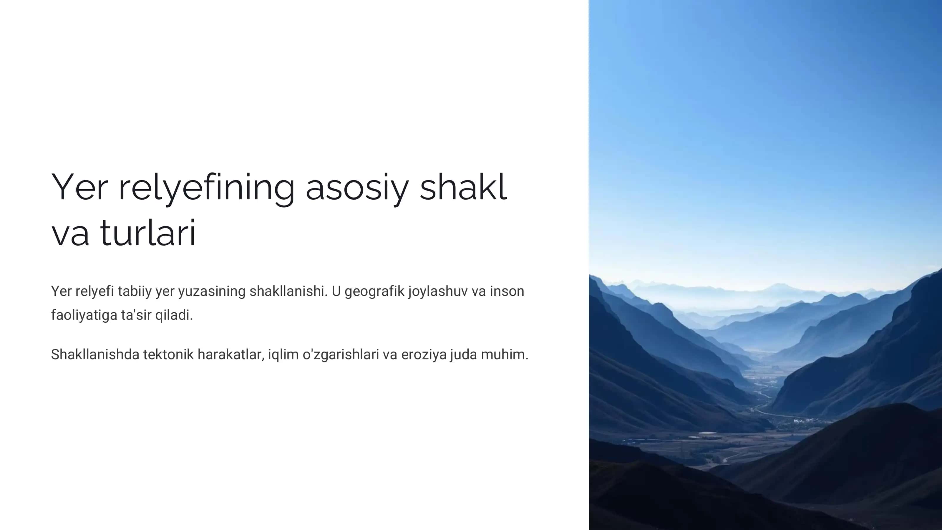Yer relyefining asosiy shakl va turlari 1